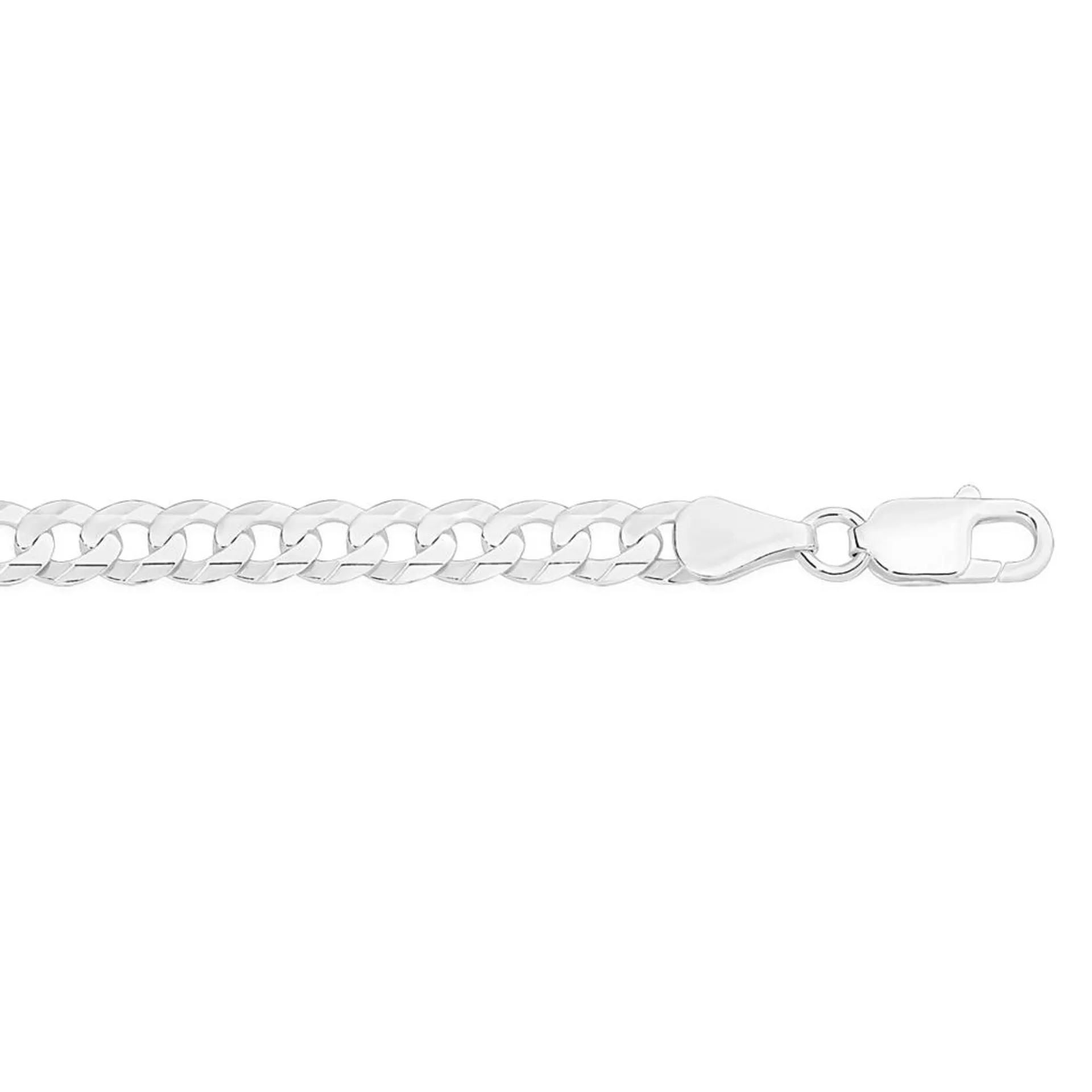 Silver 20cm Solid Concave Curb Bracelet