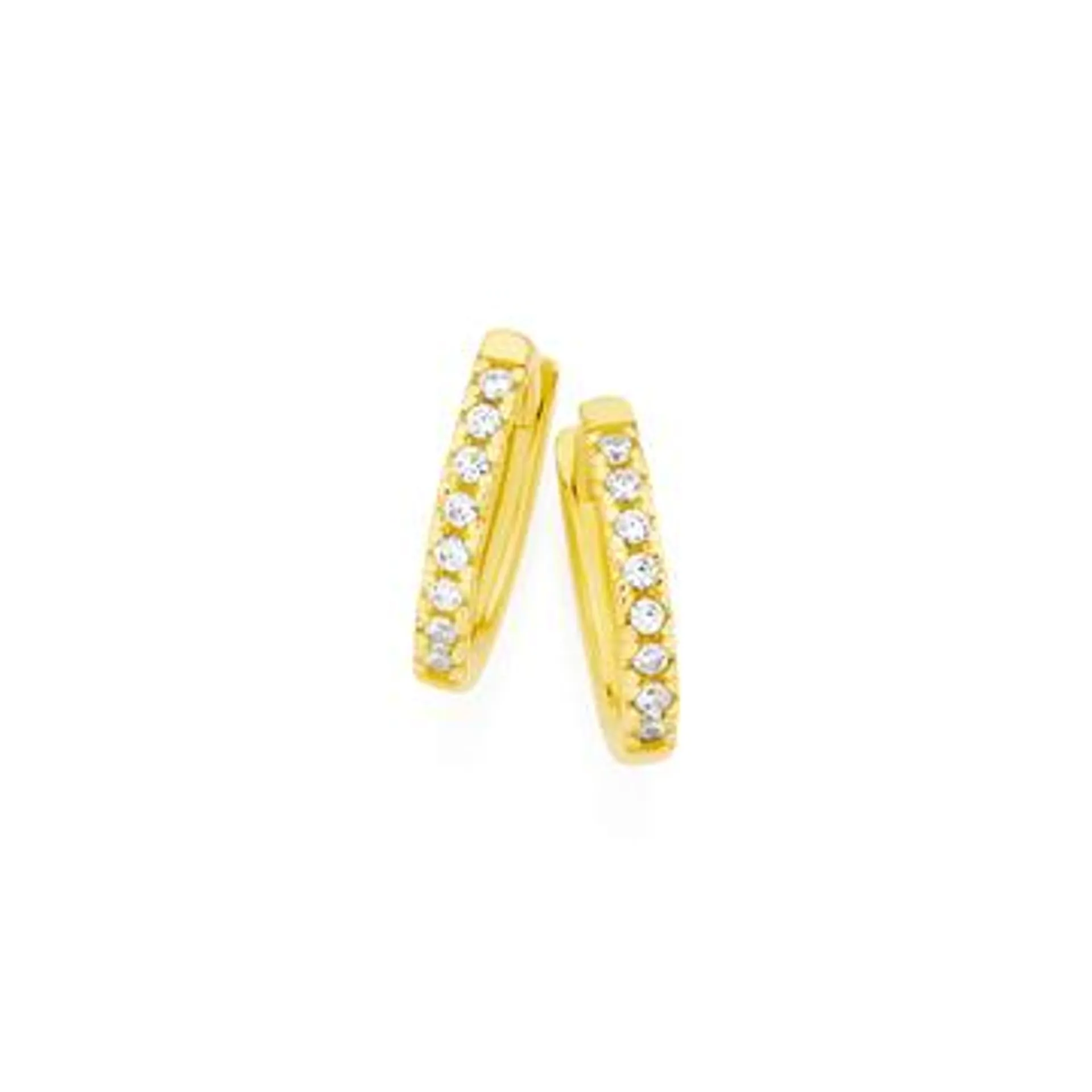 9ct Gold Cubic Zirconia Huggie Earrings