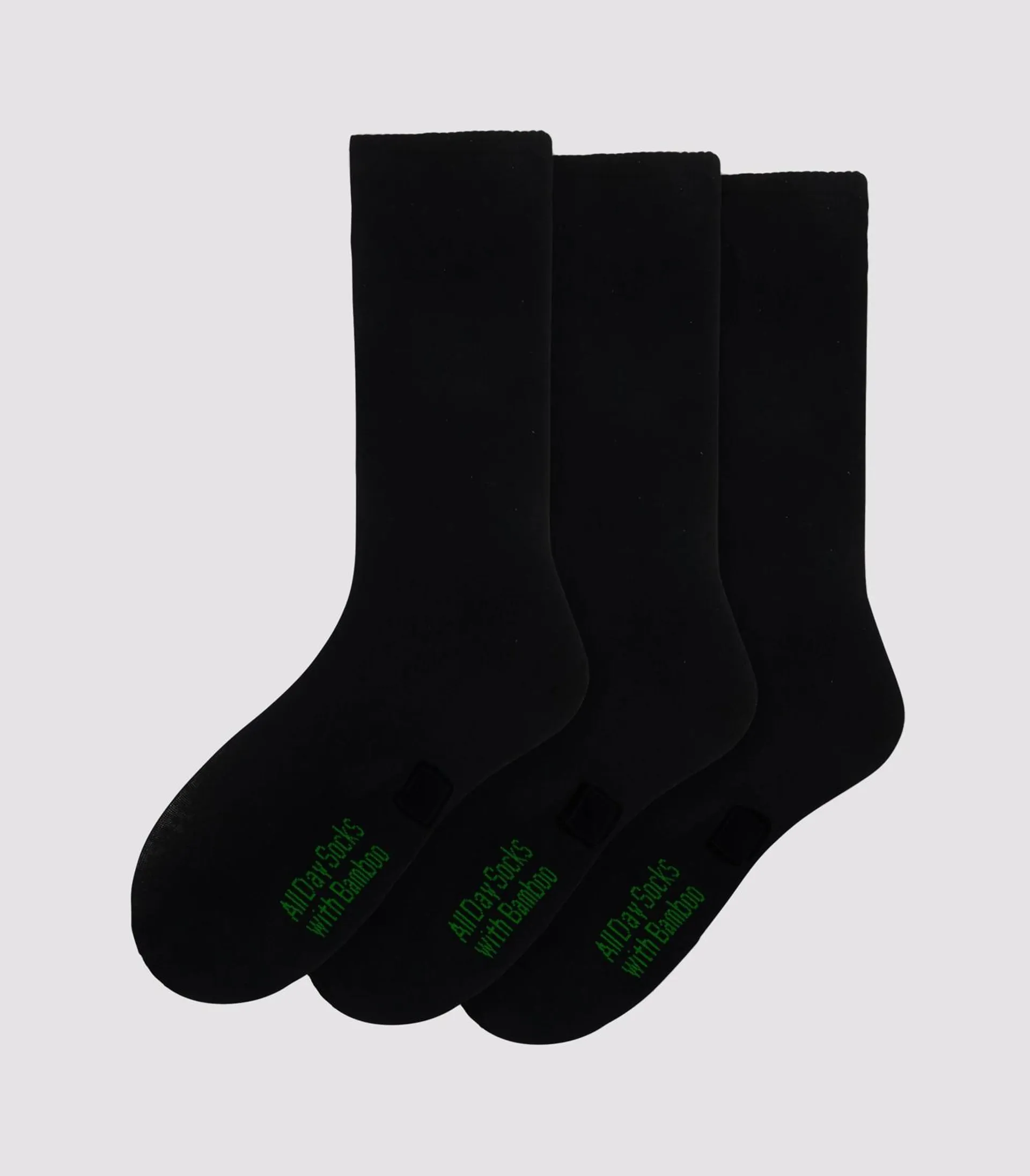 Underworks Men’s 3 Pack All Day Viscose from Bamboo Crew Socks - Black