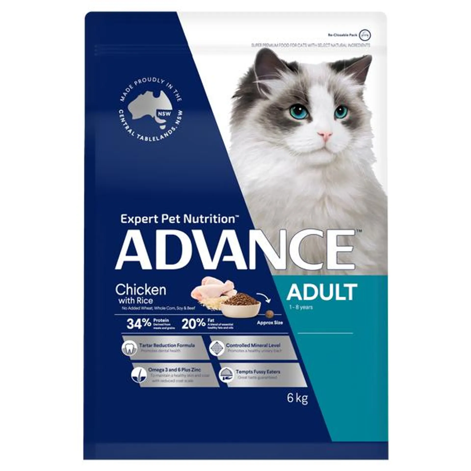 ADVANCE - Adult Chicken with Rice Dry Cat Food (6kg)