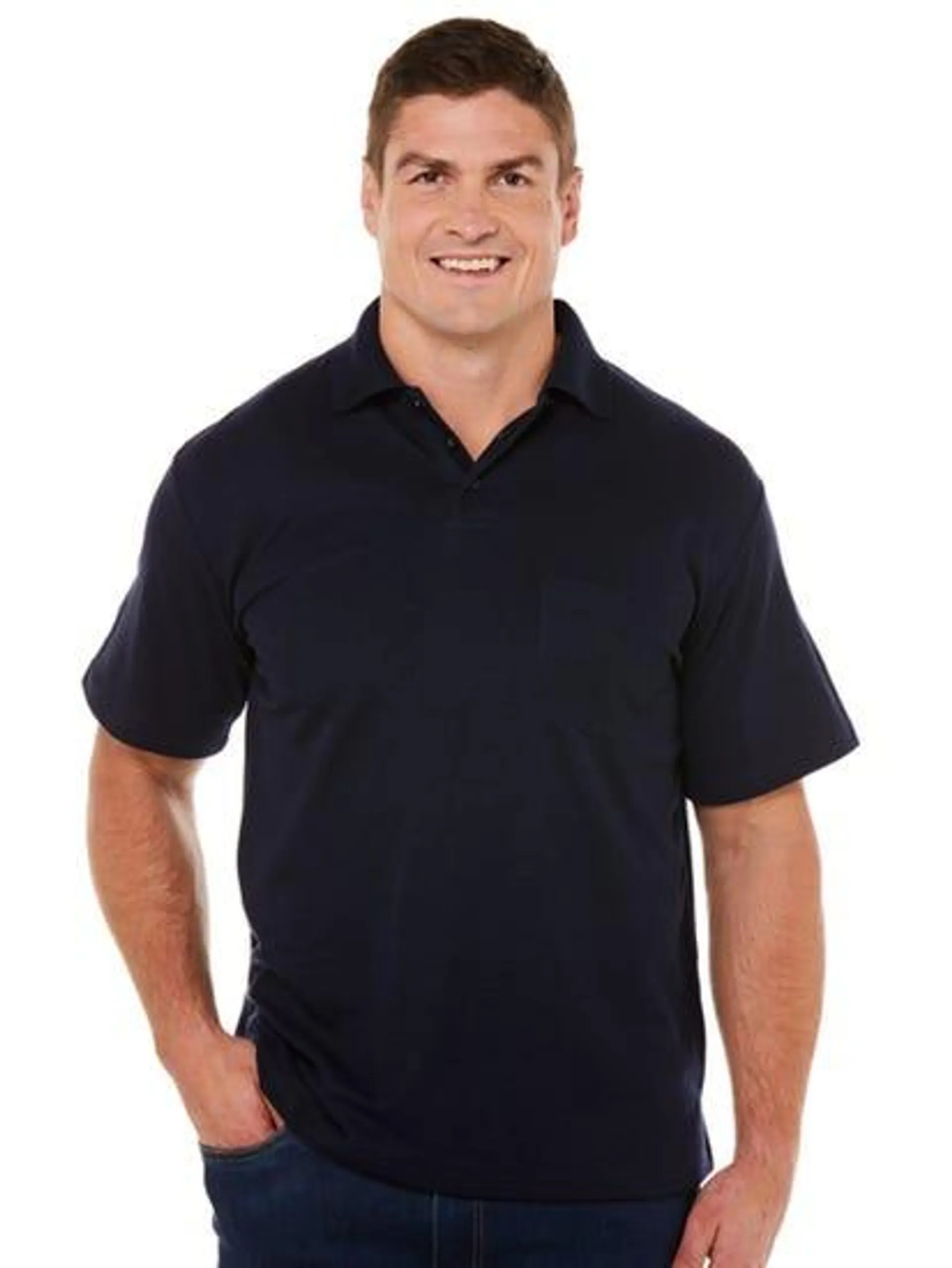 Lowes Plain Polo Top With Pocket Navy