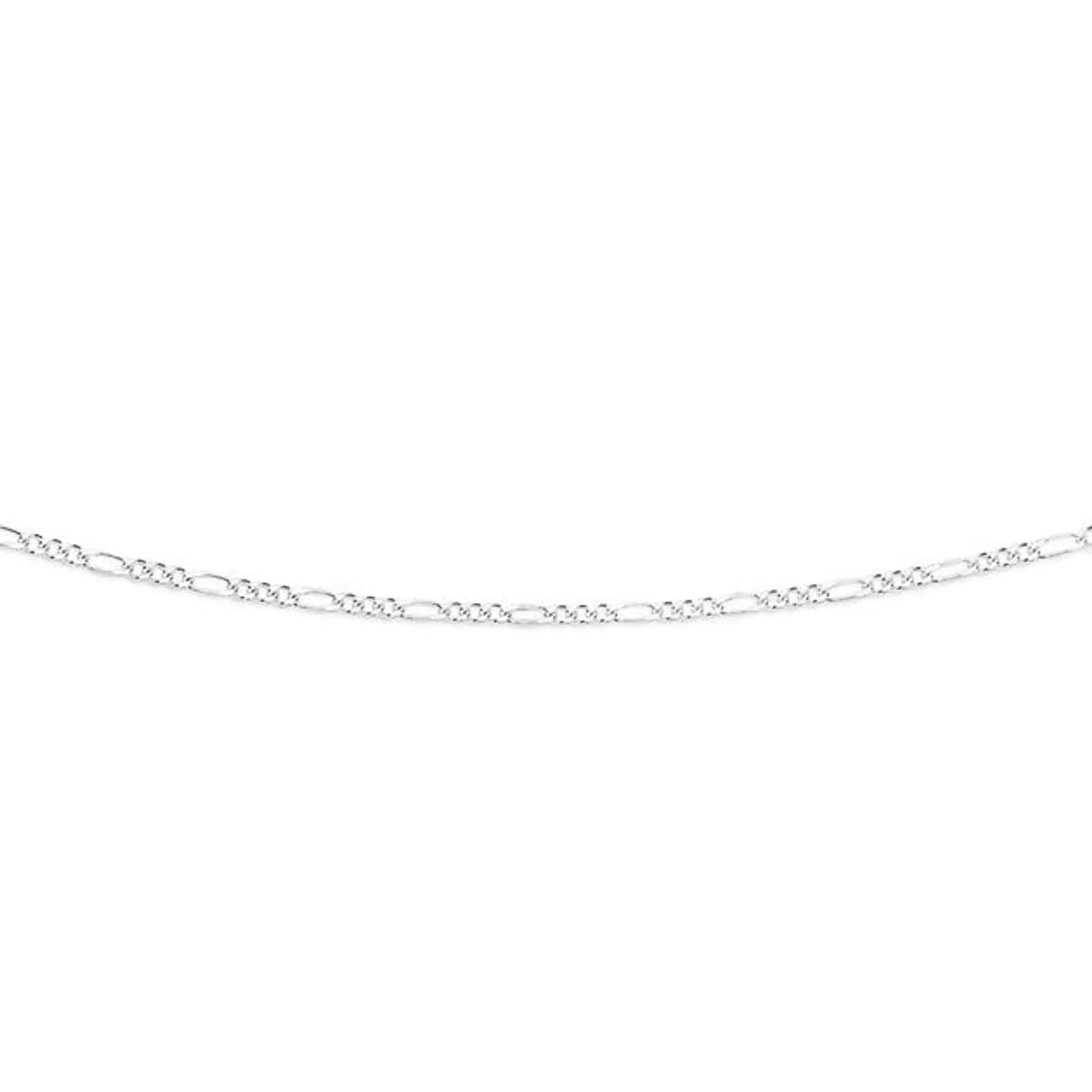 Silver 50cm 3+1 Dia-Cut Figaro Chain