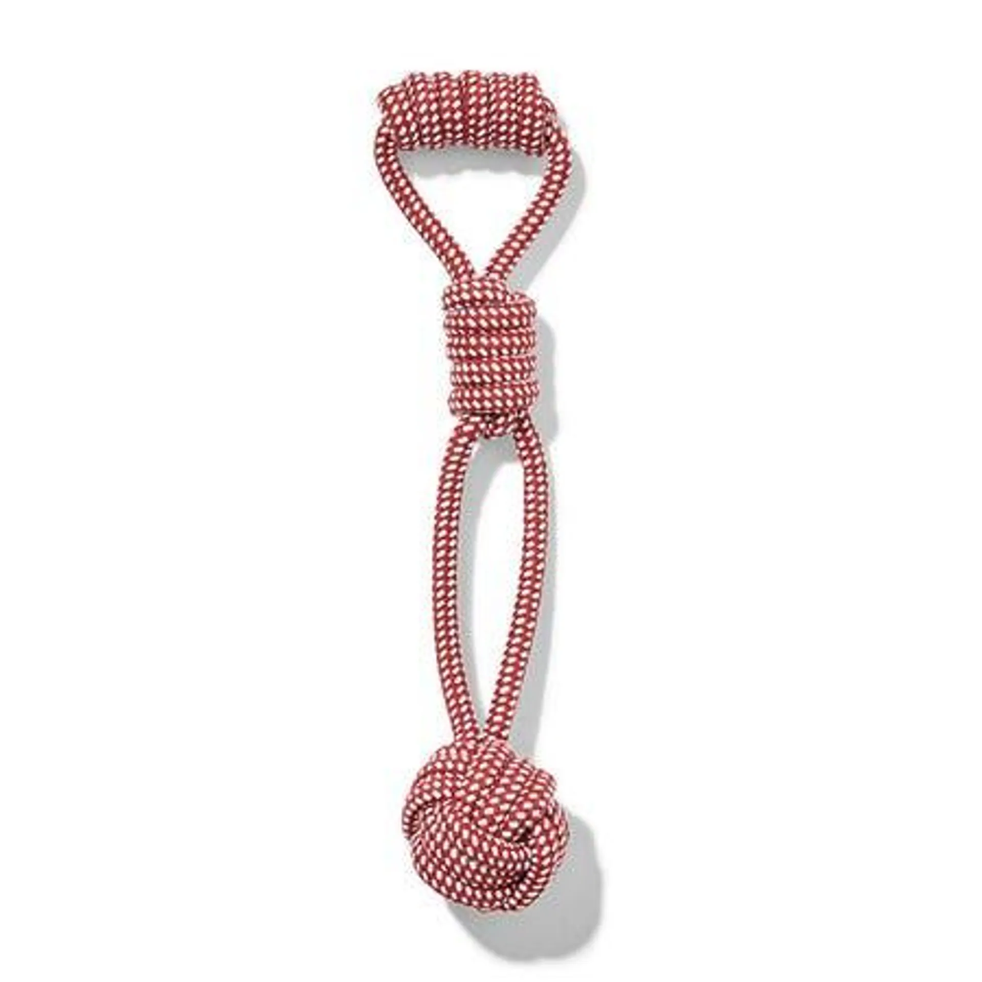 Juni Rope Ball Tug with Handle Dog Toy Red