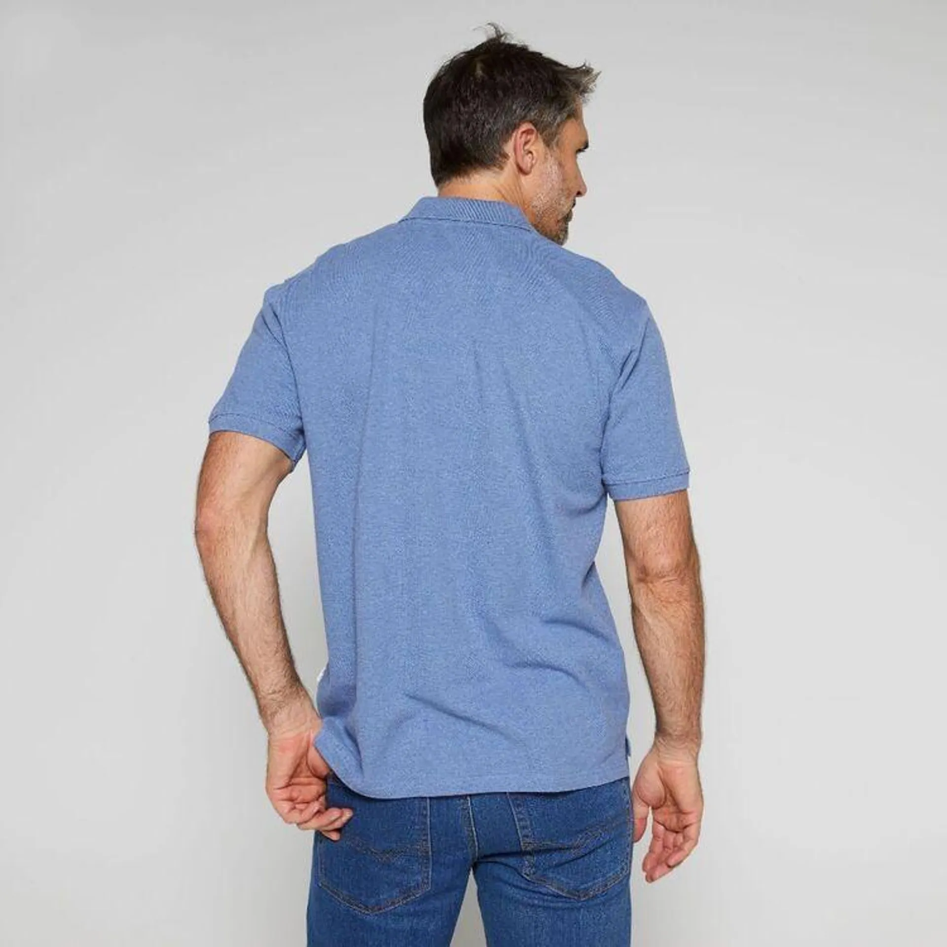 JC Lanyon Double Pique Polo Wash Denim