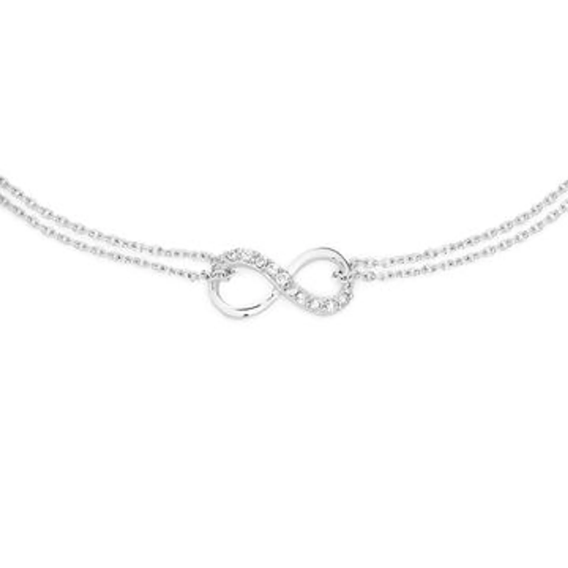 Silver Cubic Zirconia Infinity 2 Strand Bracelet