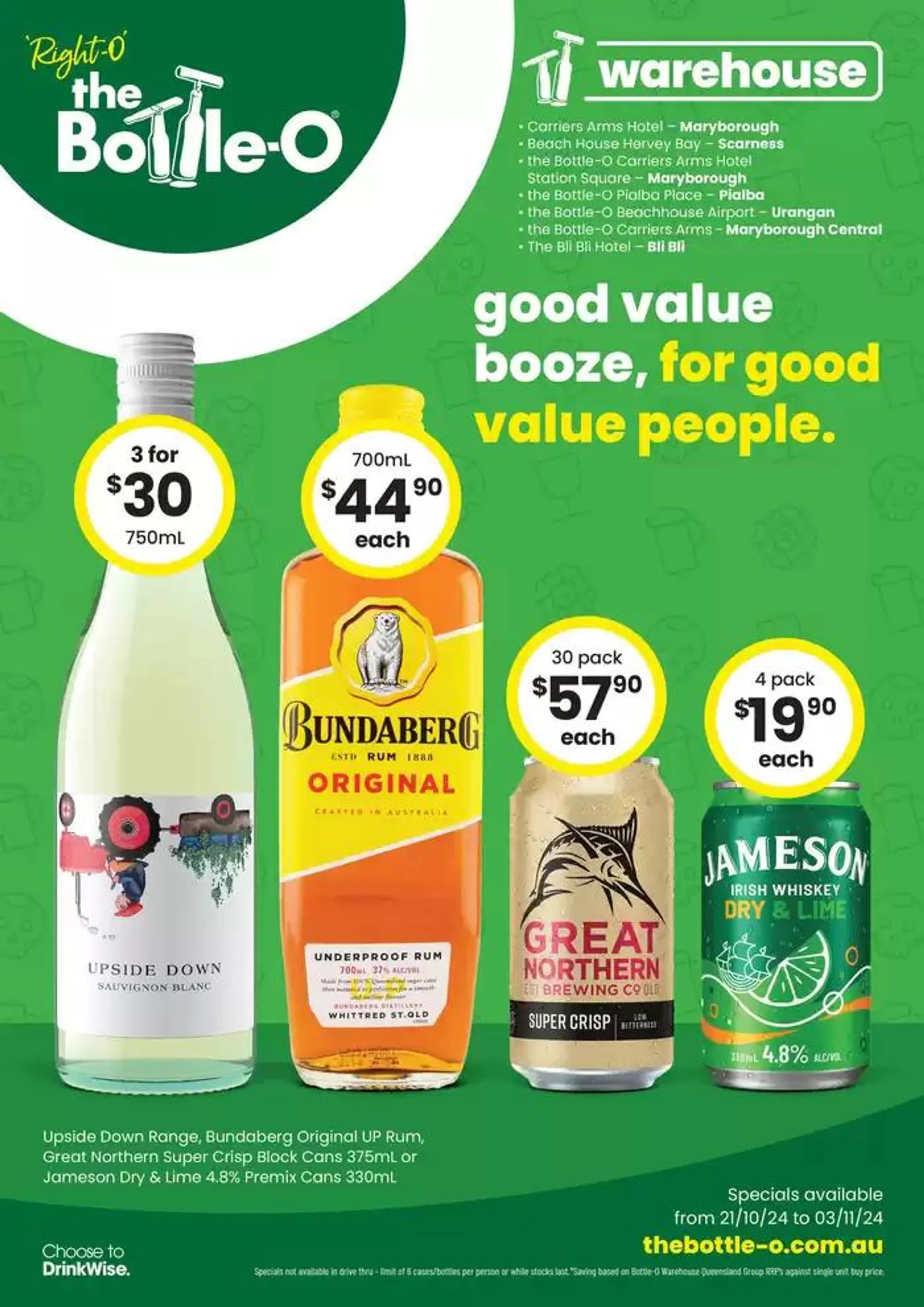 Good Value Booze, For Good Value People. QLD 21/10 - 1