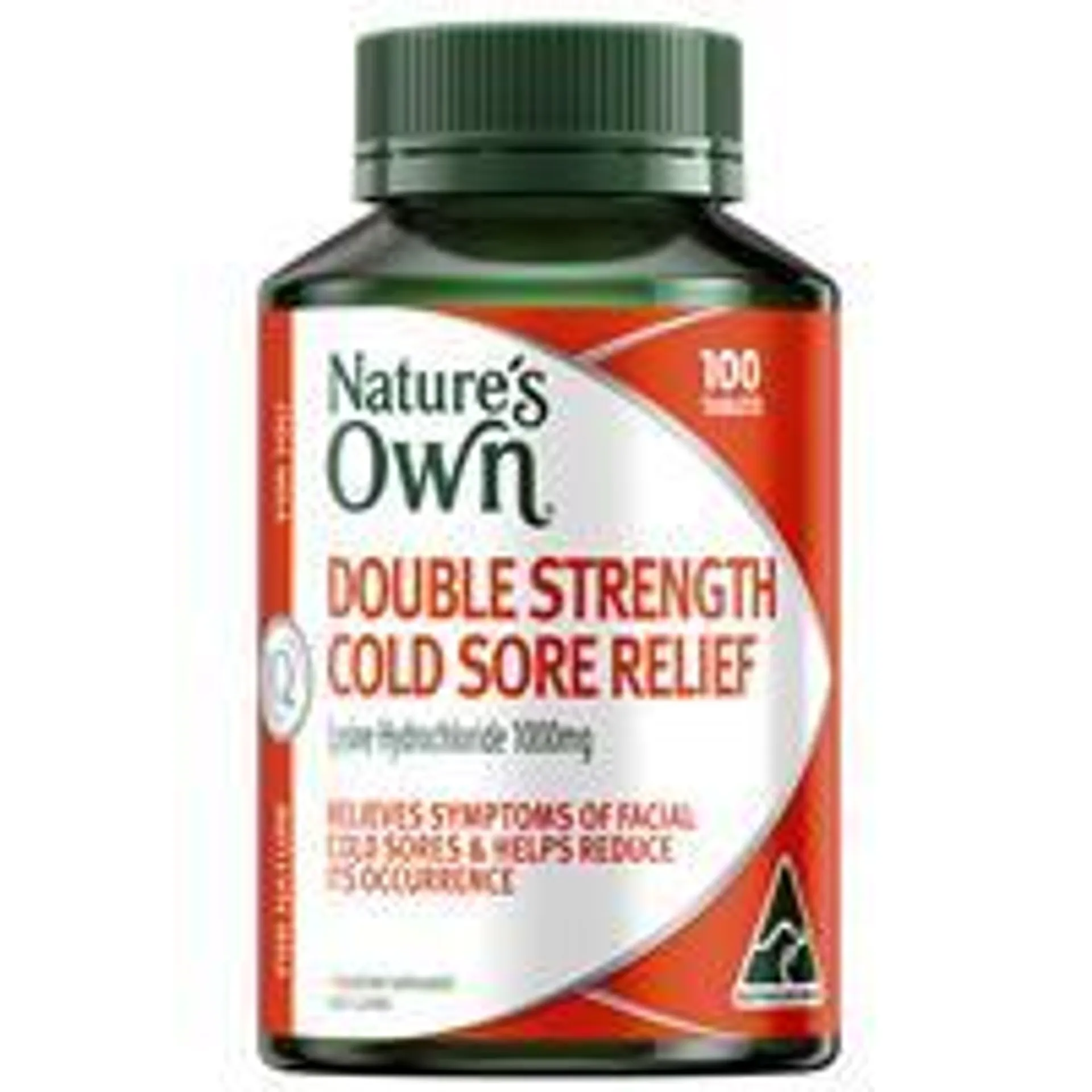 Nature's Own Double Strength Cold Sore Relief L-Lysine 1000mg 100 Tablets