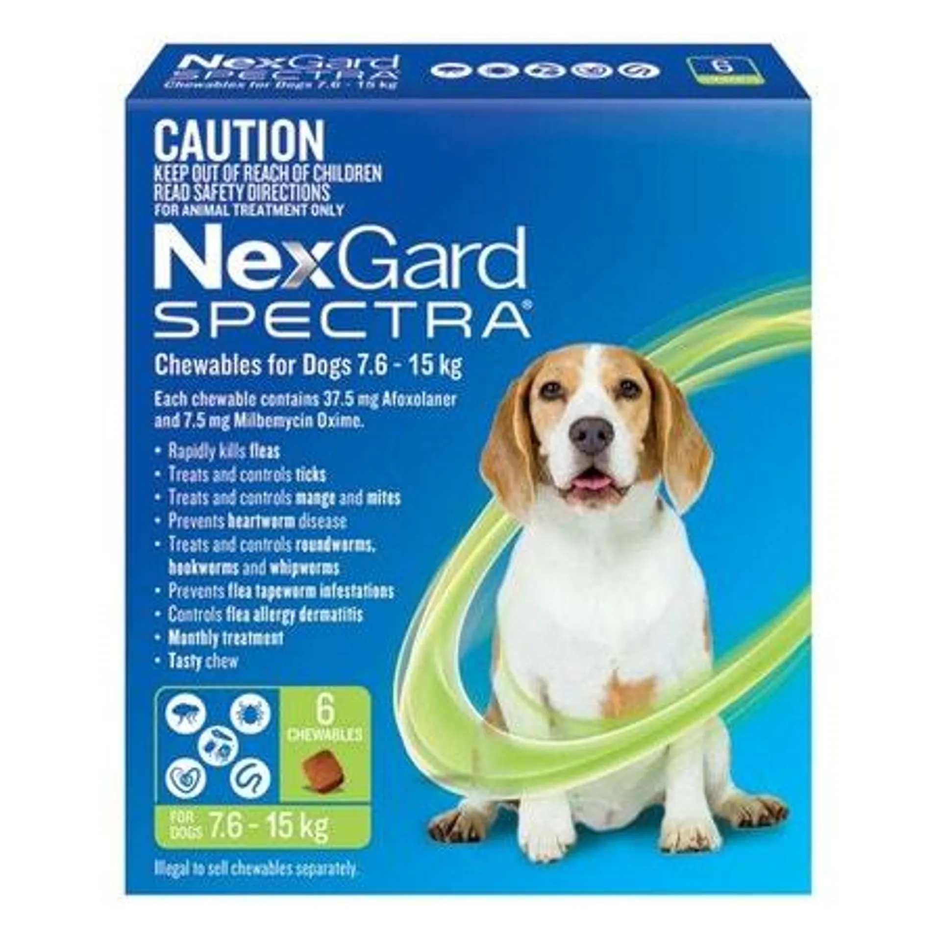 NexGard Spectra 15kg Dog Flea Tick & Worm Chew 6PK x 2