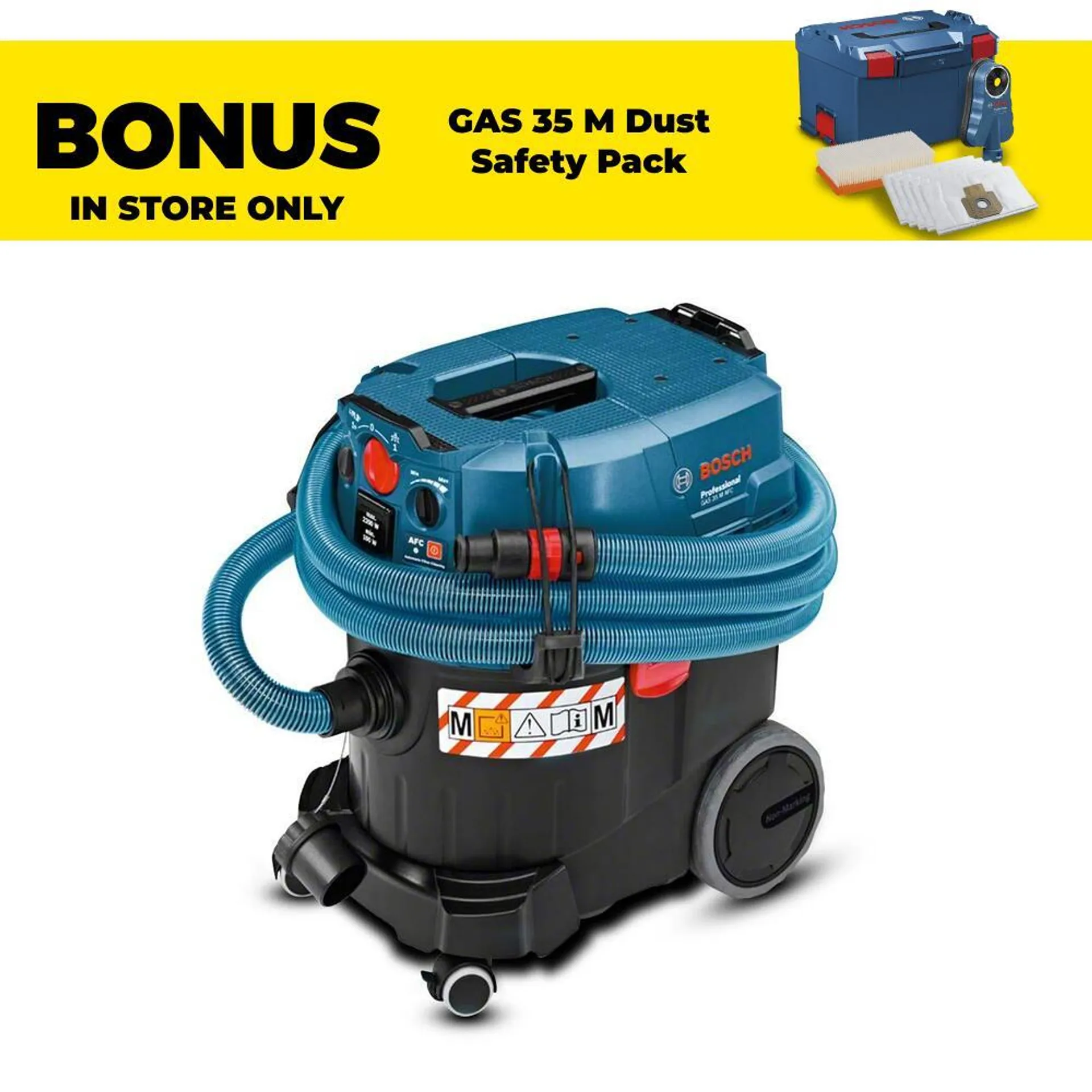 Bosch GAS 35 M AFC (0.601.9C3.140) 1200W 35L Wet/Dry M-Class Dust Extraction