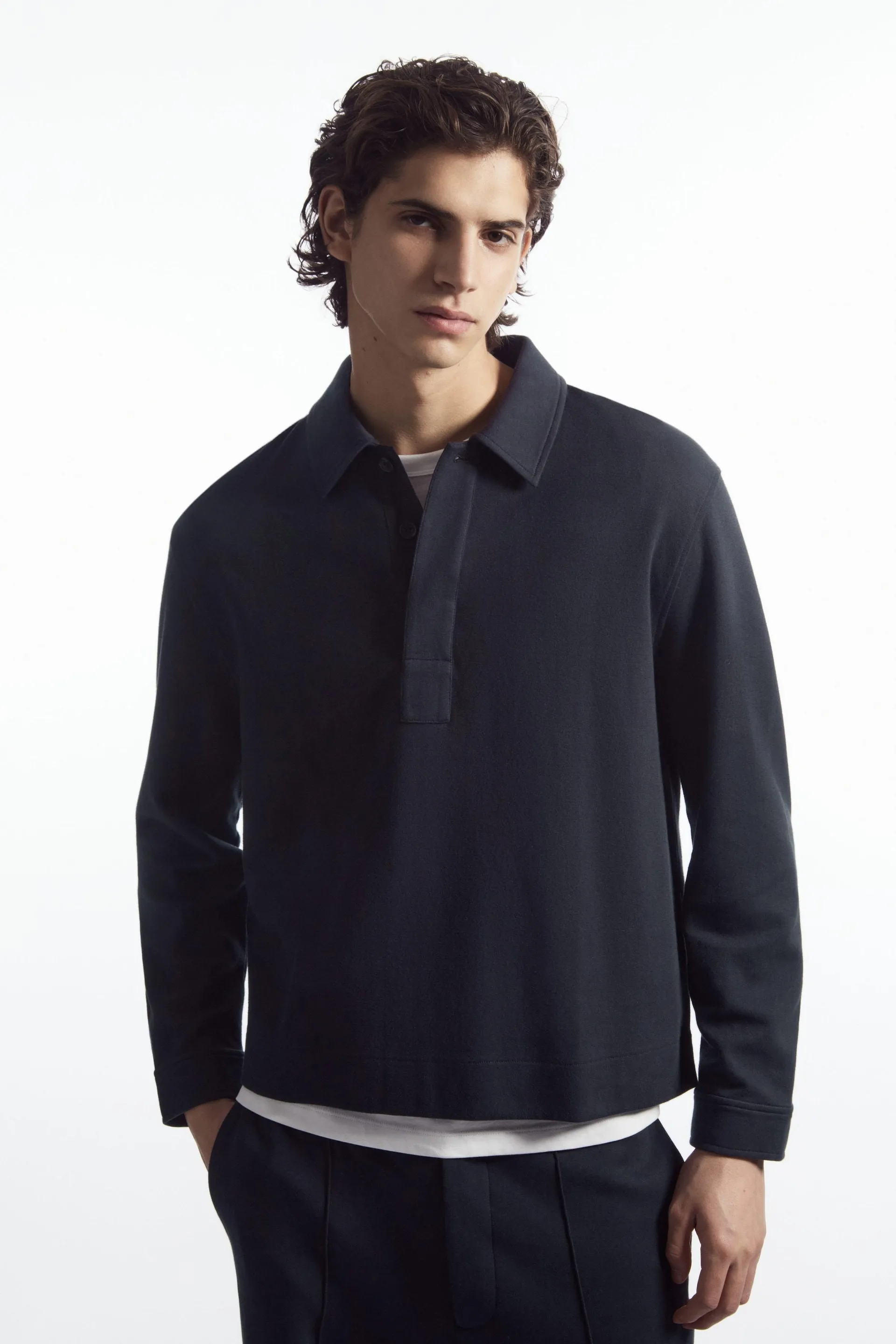 LONG-SLEEVED JERSEY POLO SHIRT