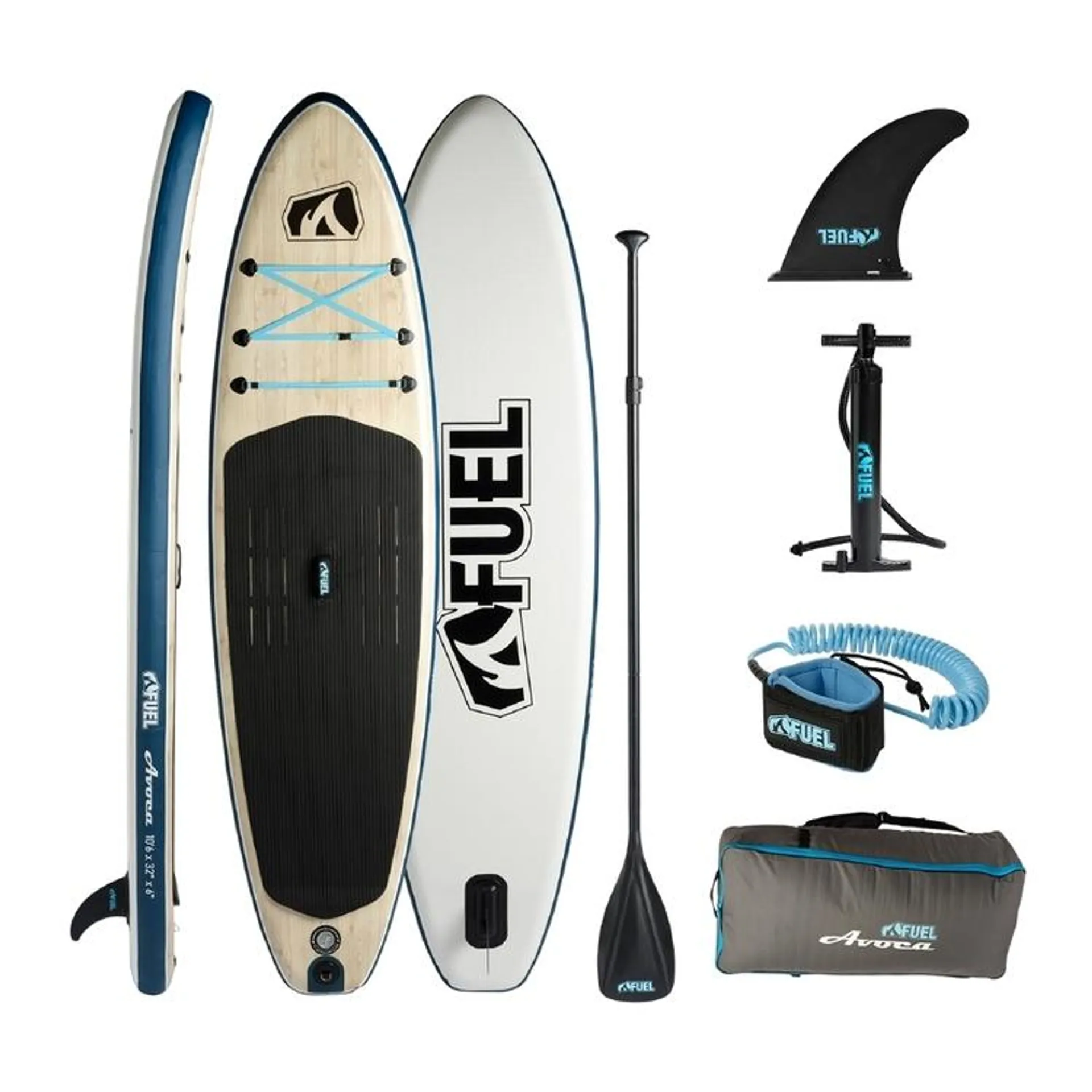 Fuel Avoca 10'6" Inflatable Stand Up Paddleboard Natural & Blue 10 ft 6 in