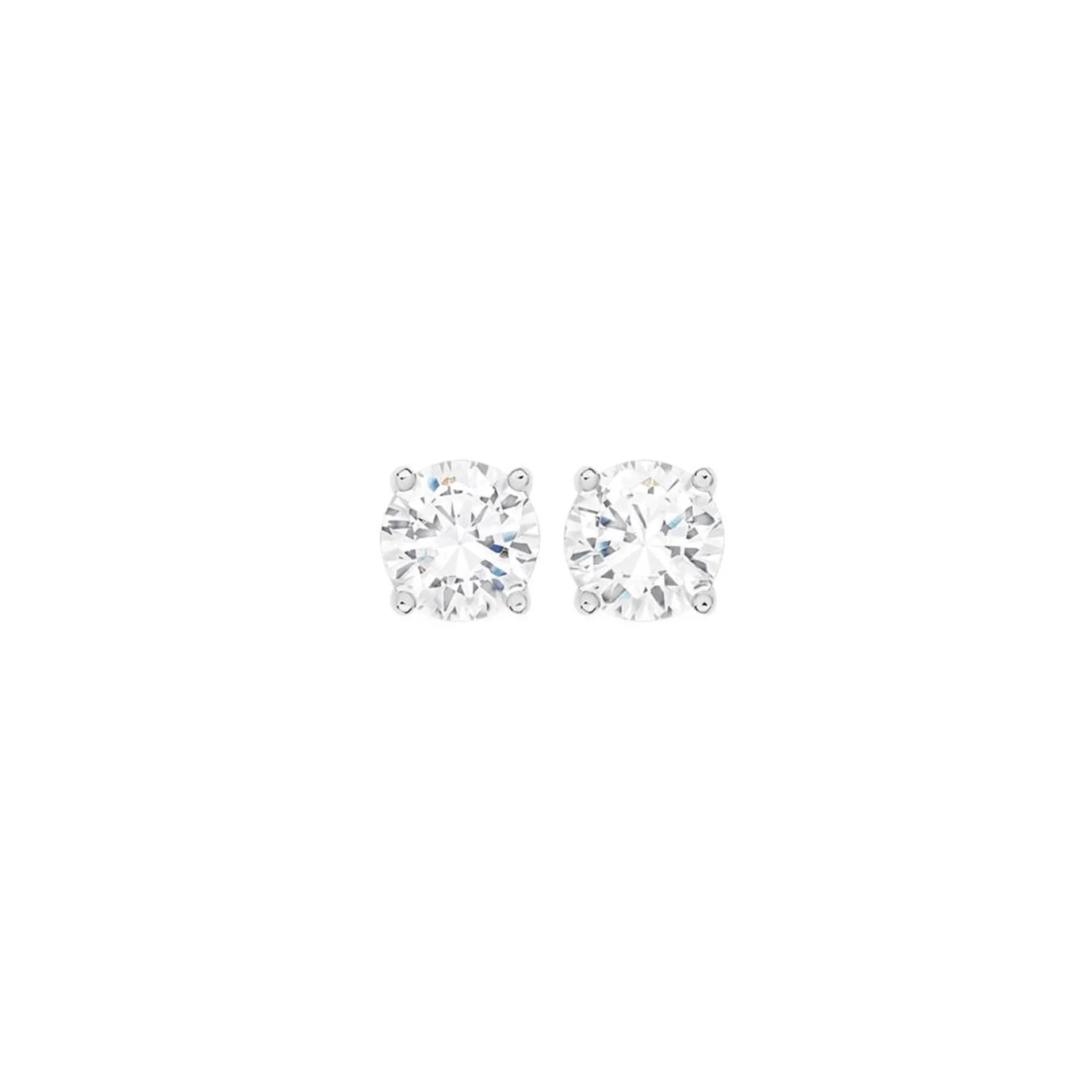 Silver 7mm CZ Studs w/ Scroll Detail