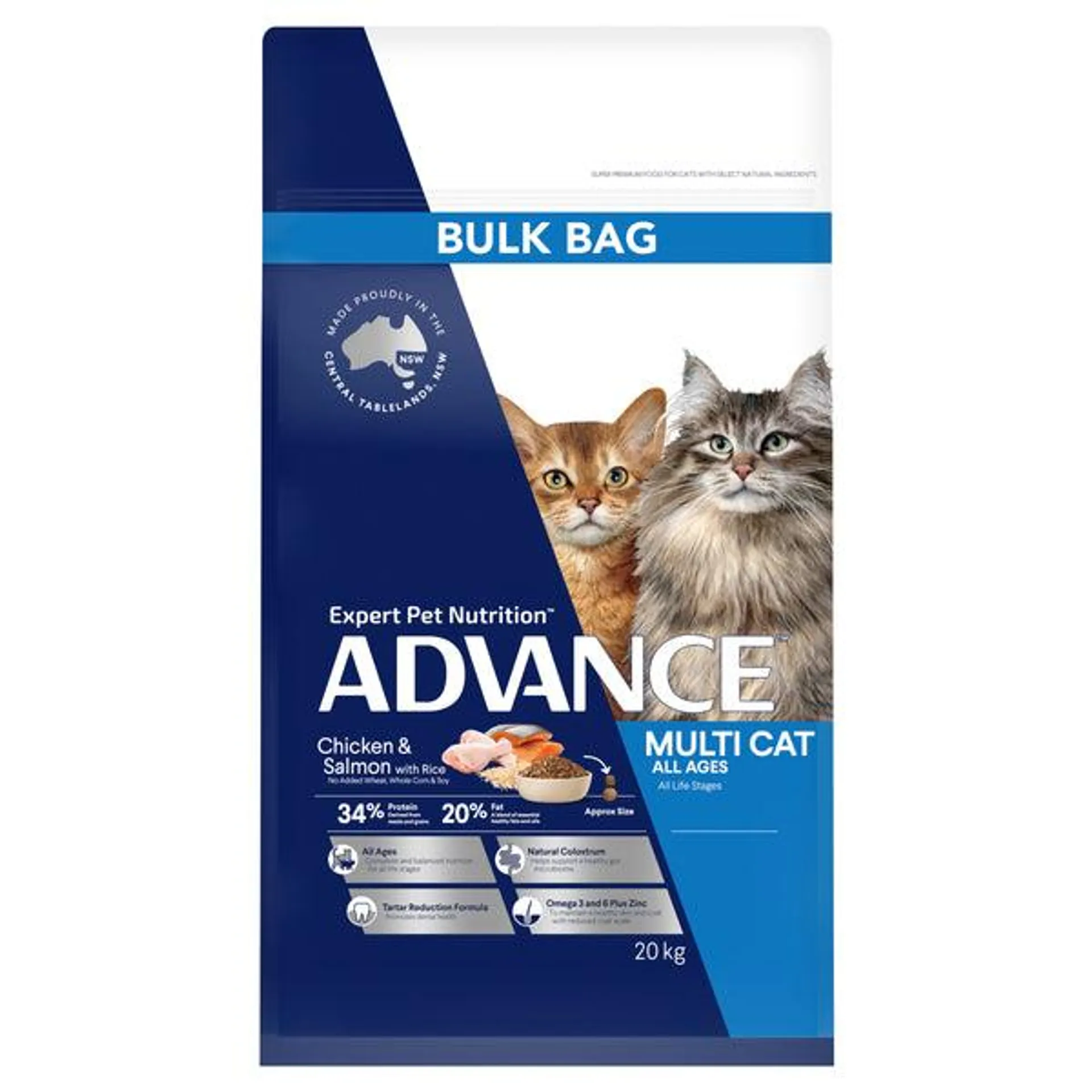 ADVANCE - Multi Cat Chicken & Salmon with Rice Dry Cat Food (20kg)