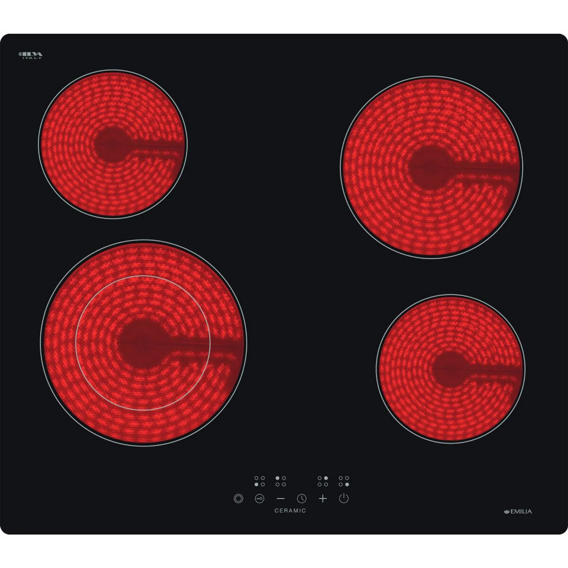 Emilia 4 zone 60cm Ceramic Cooktop with Extendable Zone EMCER64E