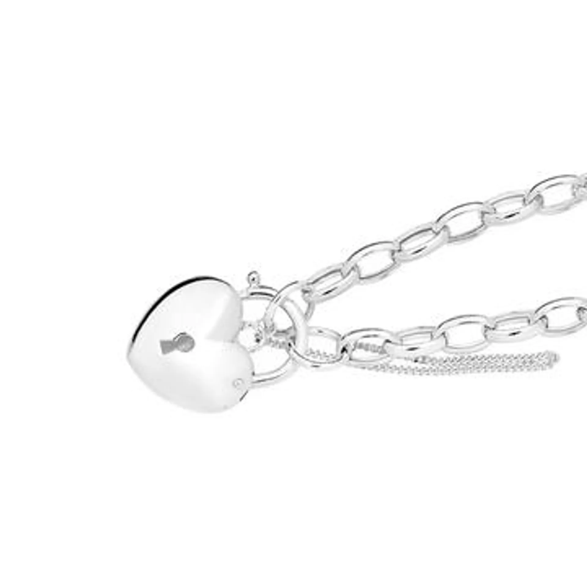 Silver Belcher Puff Padlock Bracelet