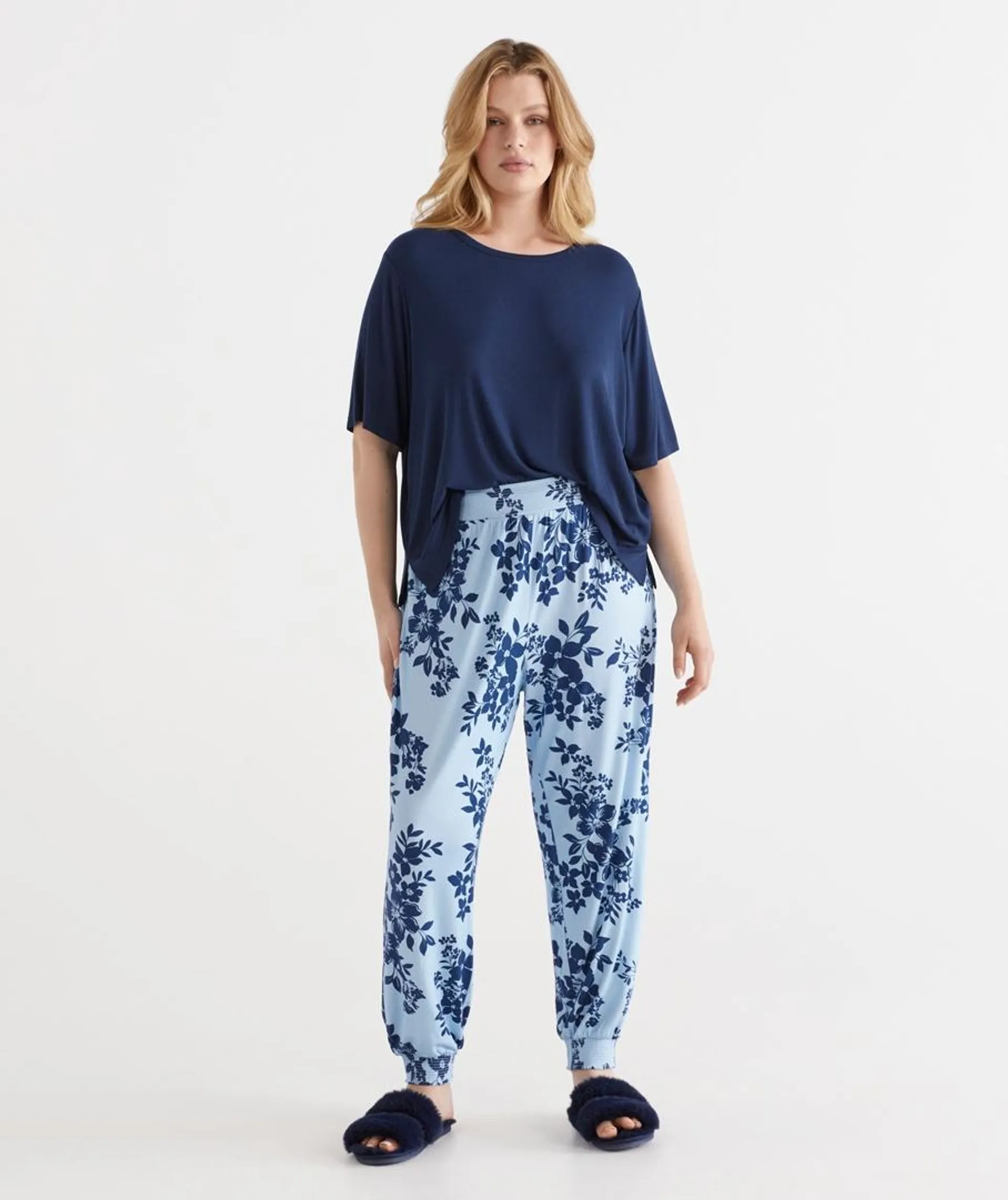 Block Floral Harem Pant