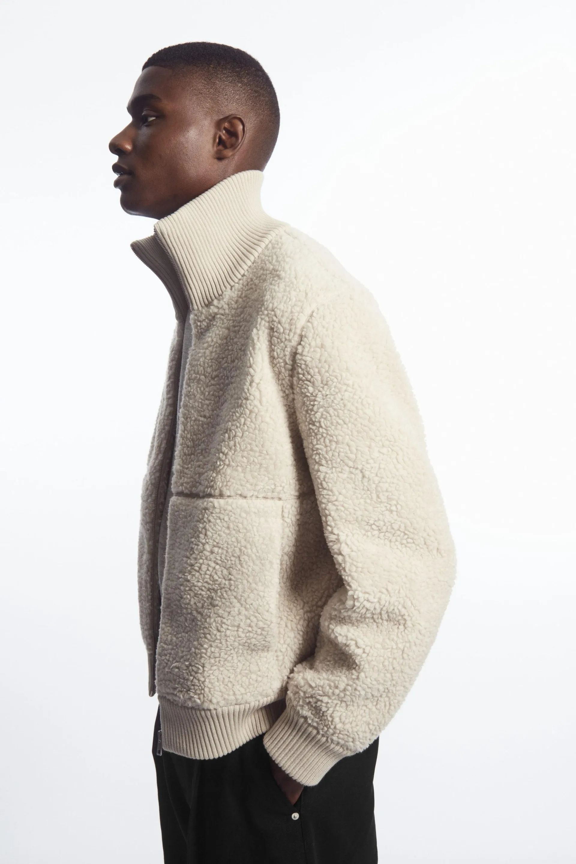 FUNNEL-NECK TEDDY JACKET