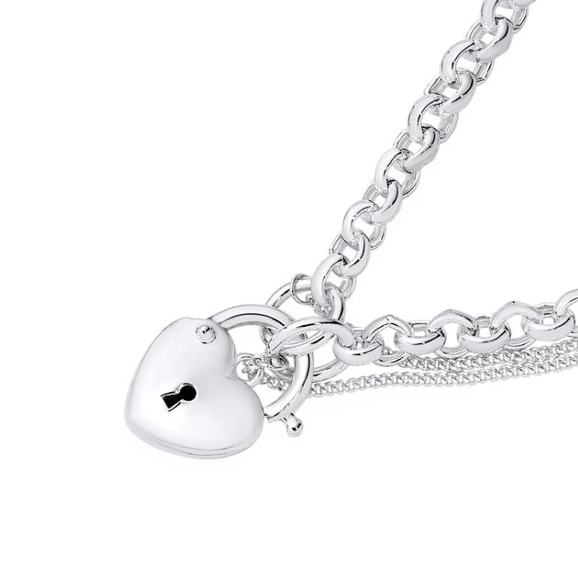 Silver 19cm 4mm Belcher Plain Padlock Bracelet