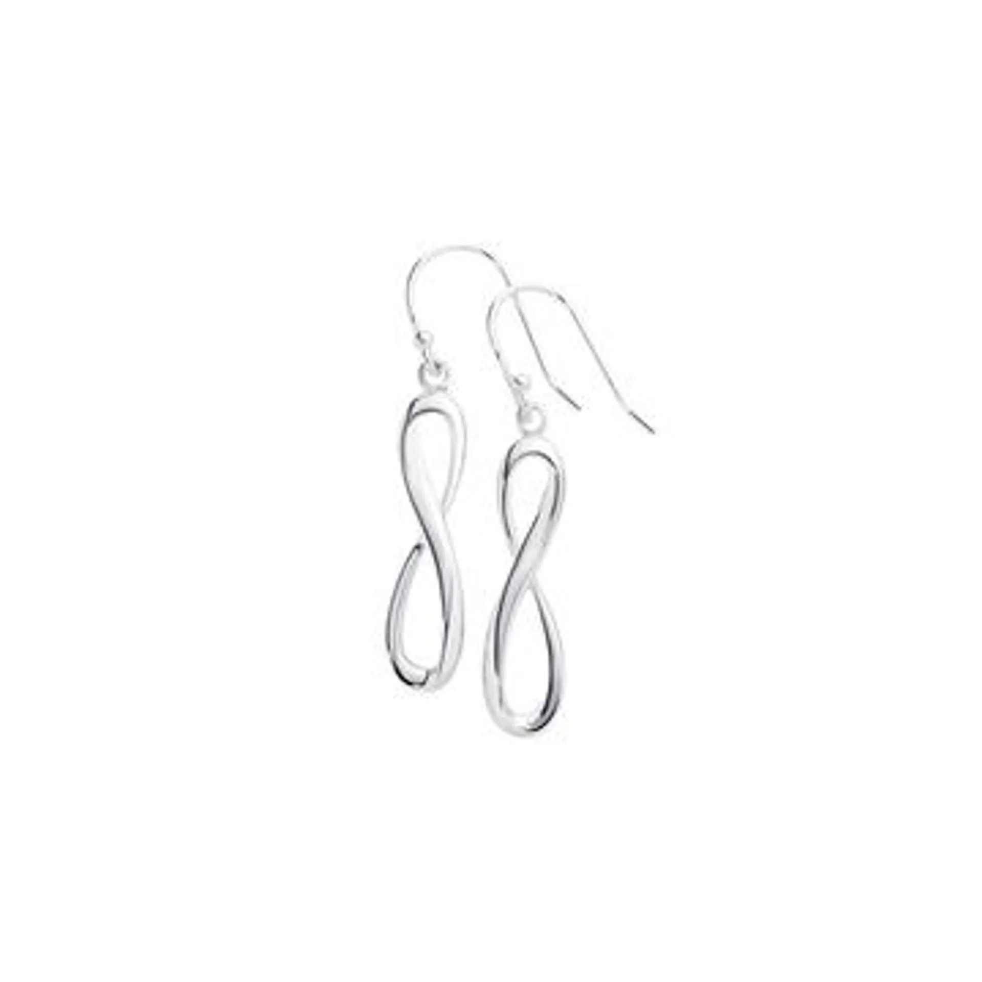 Silver Long Off-Centre Infinity Drop Earrings