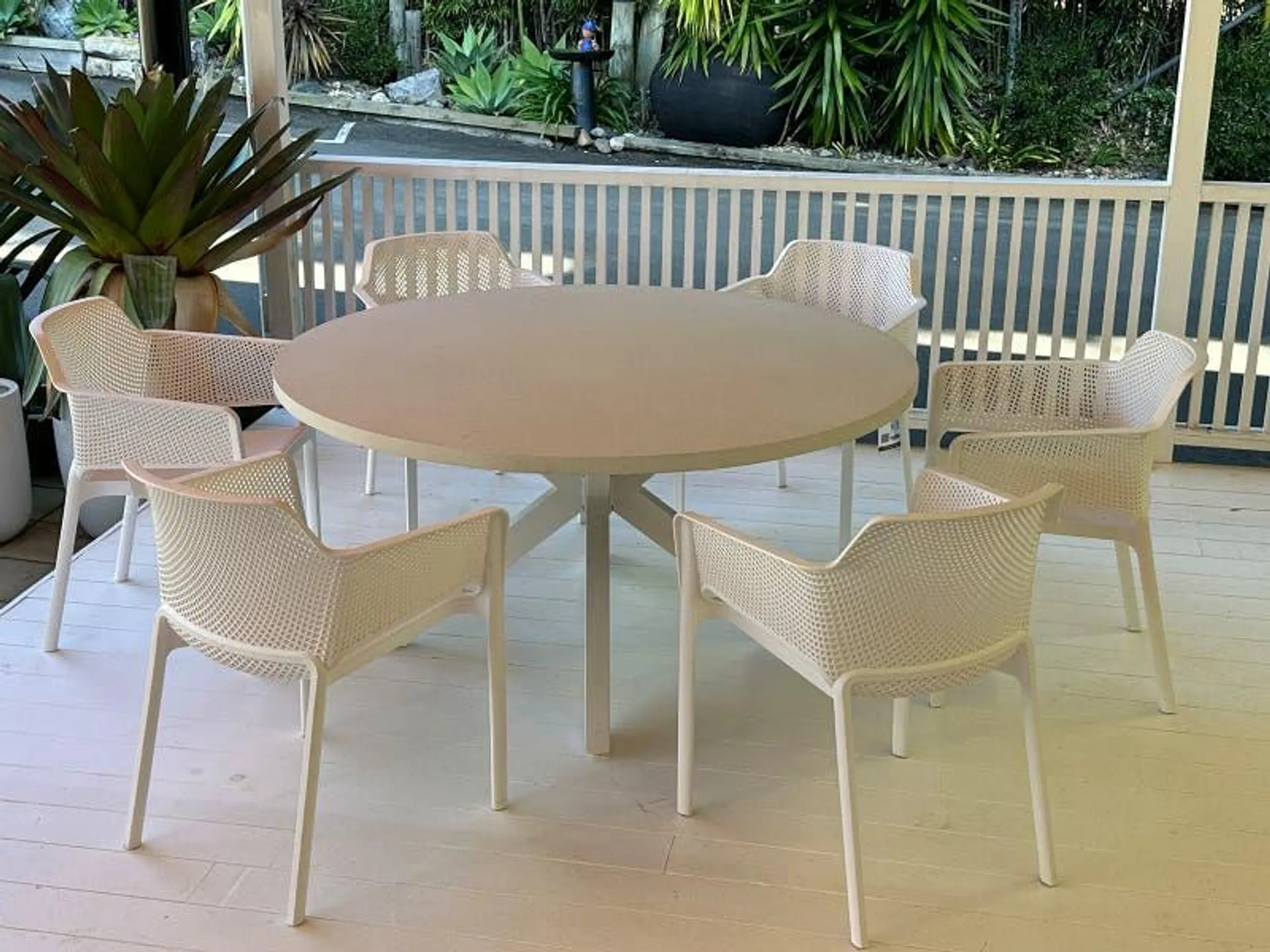 Geo Terrazzo Table with Bailey Chairs 7pc Outdoor Dining Setting