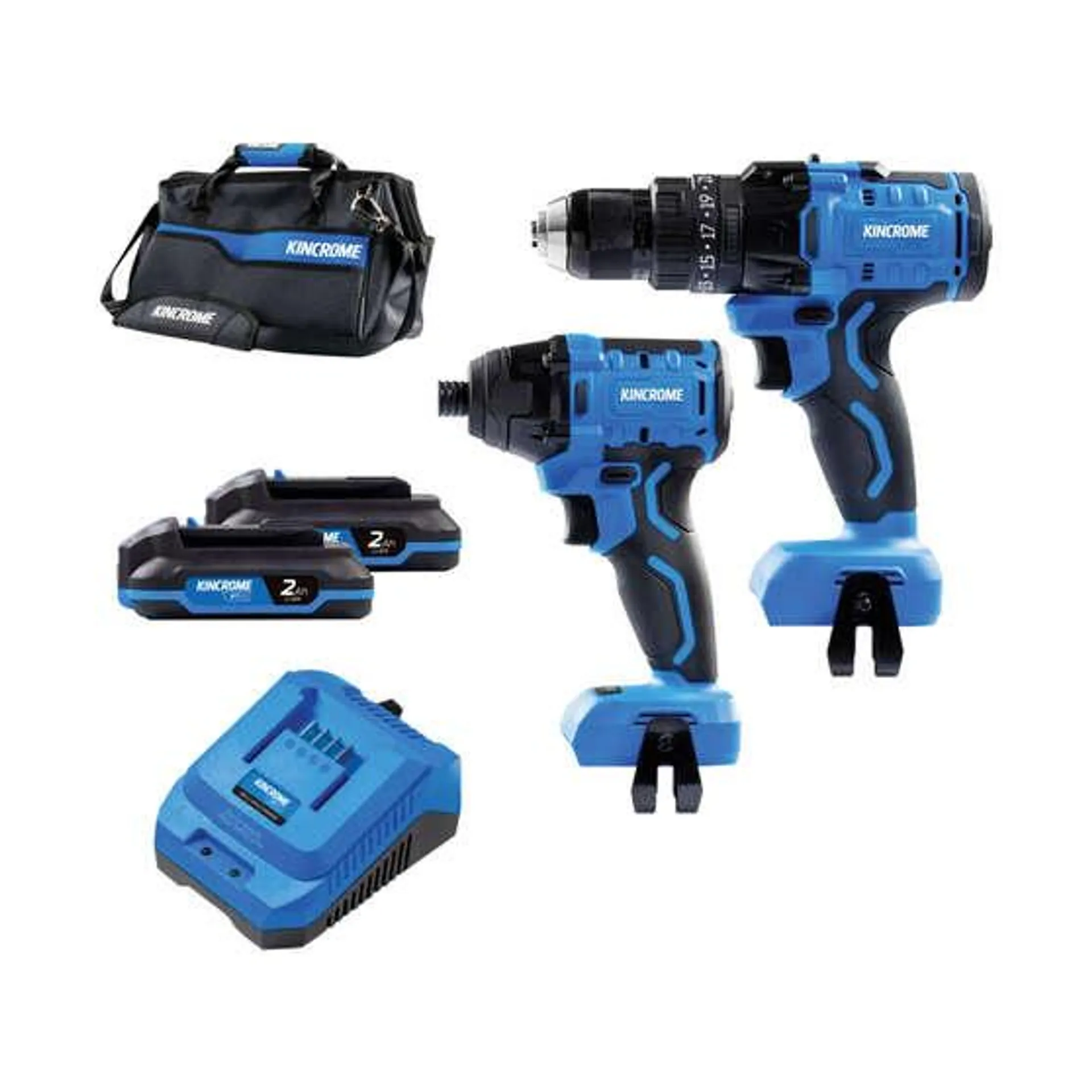 Kincrome Pt18 18V 2 Piece Brushless Drill & Impact Driver Kit 2.0Ah