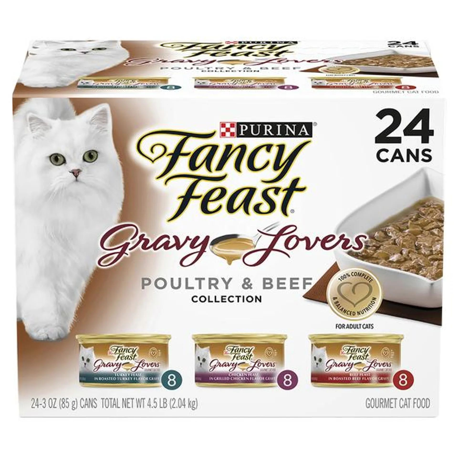 FANCY FEAST - Adult Gravy Lovers Poultry & Beef Collection Wet Cat Food (85g x 24pk)