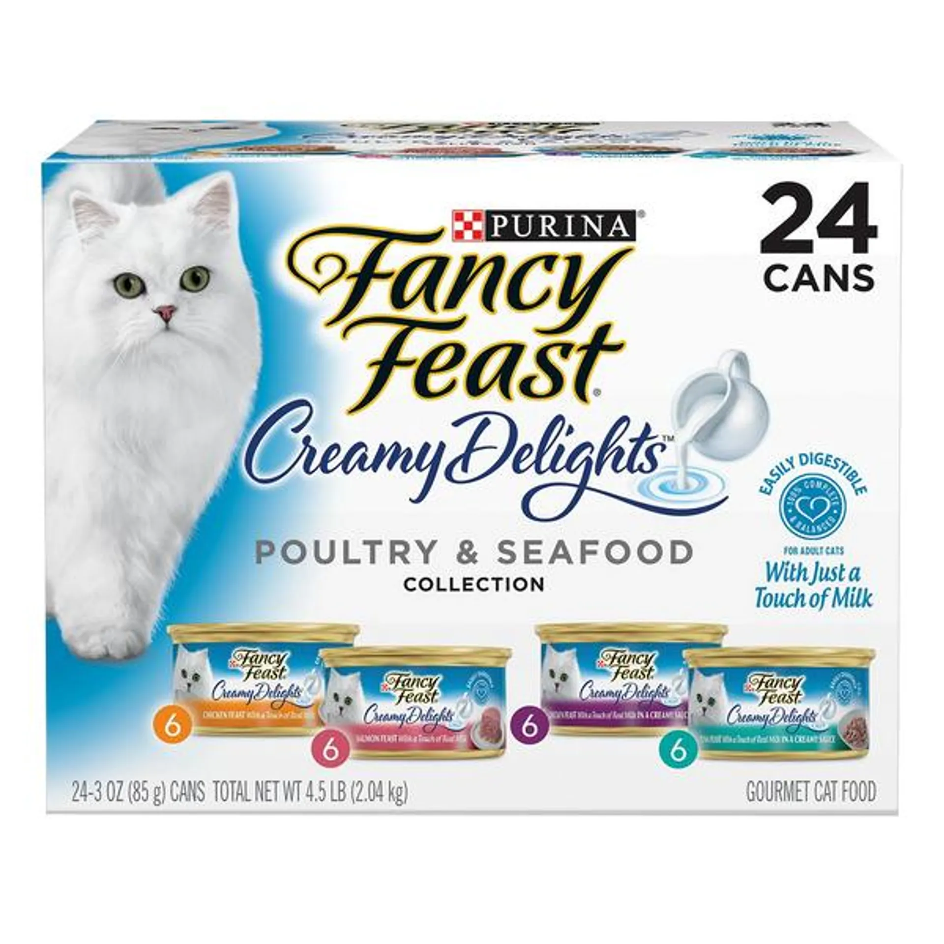 FANCY FEAST - Adult Creamy Delights Poultry & Seafood Collection Wet Cat Food (85g x 24pk)