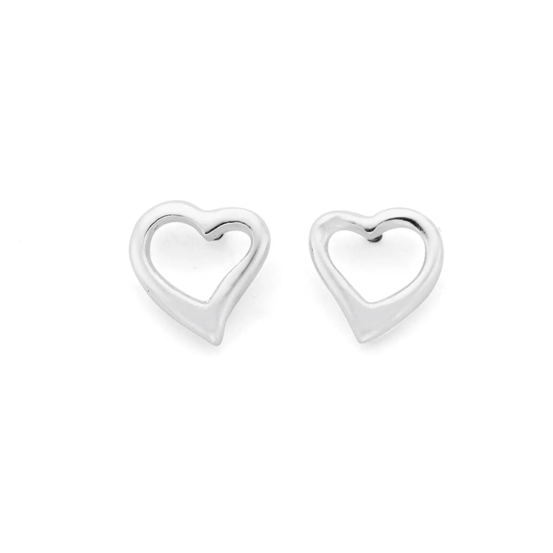 Silver Small Open Heart Stud Earrings