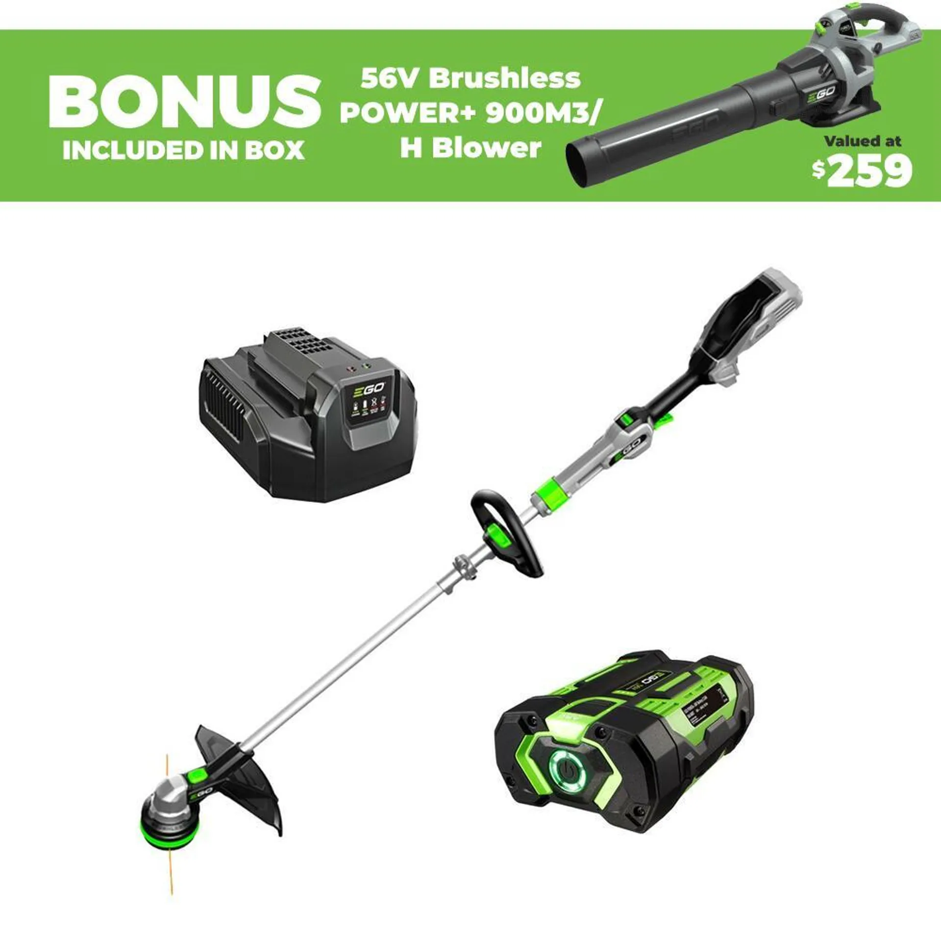 [Pre-Order] EGO STLB1401E-ST Power+ 56V 2.5Ah 350mm Brushless Powerload Line Trimmer Combo Kit with Cordless Brushless Blower