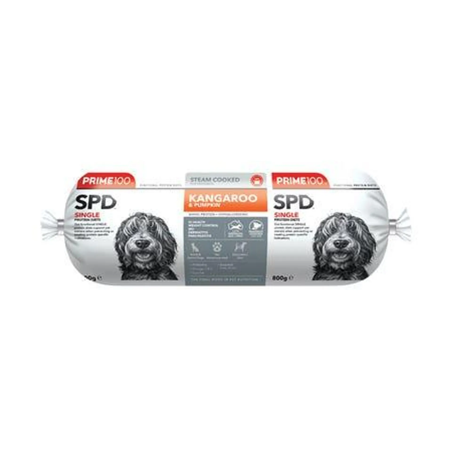 Prime100 SPD Kangaroo & Pumpkin Roll Dog Food 800g