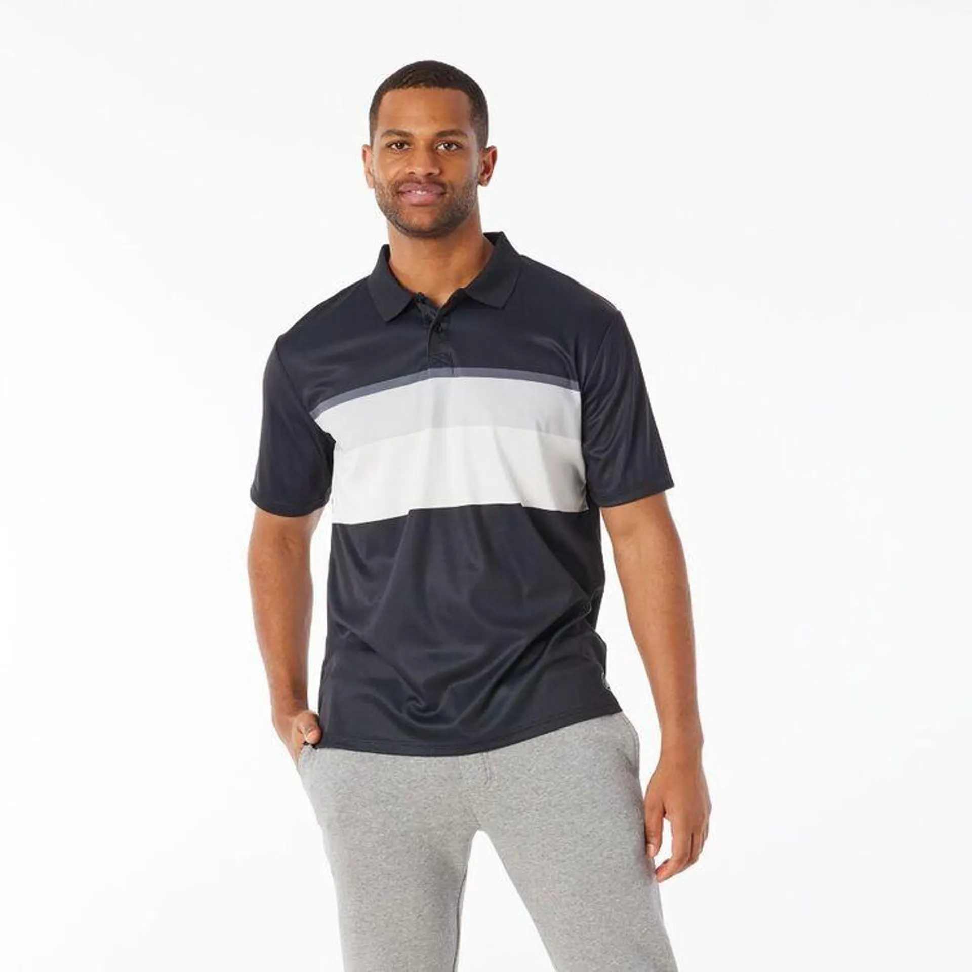 NMA Men's Quick Dry Block Stripe Polo Slate