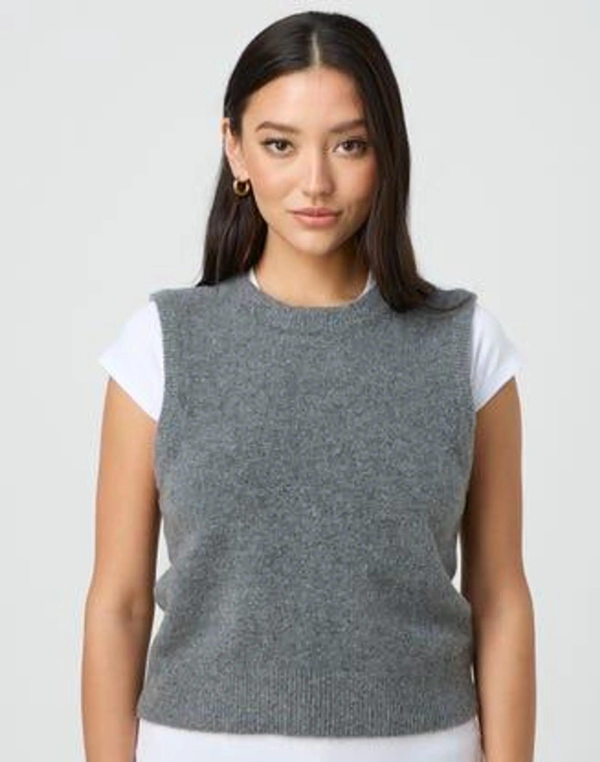 Knit Crew Neck Cropped Vest