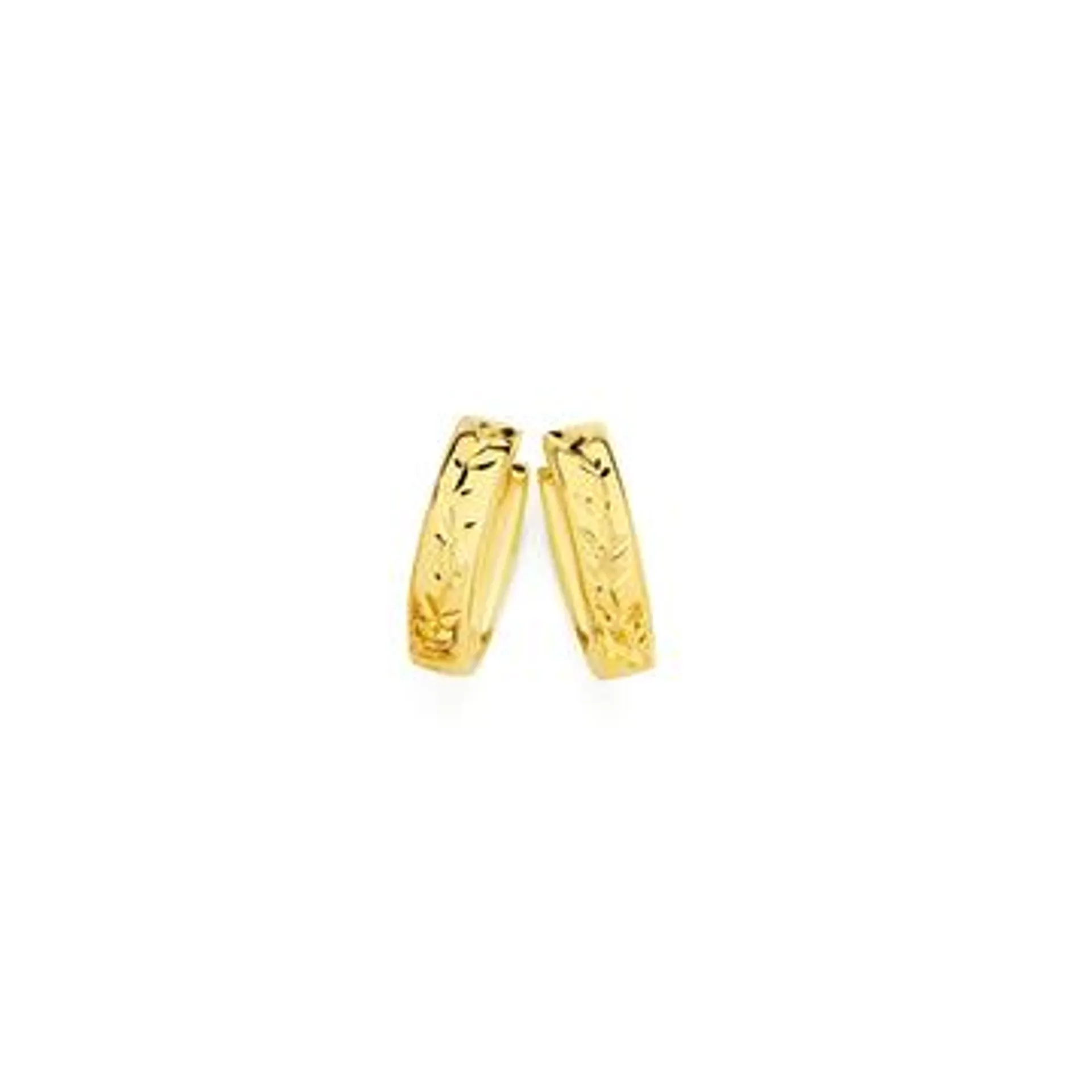 9ct Gold 10mm Diamond-cut Huggie Earrings