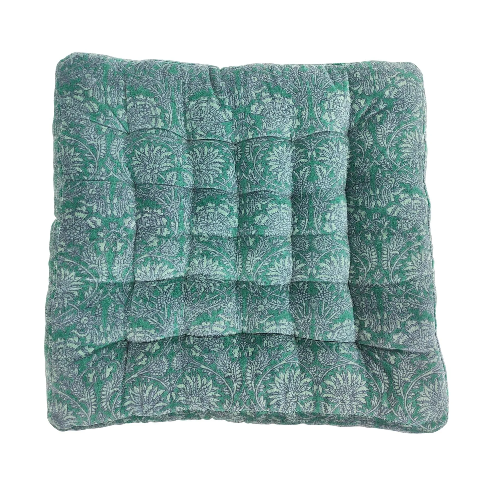 Samy Cotton Velvet Jade Woodblock Seat Cushion