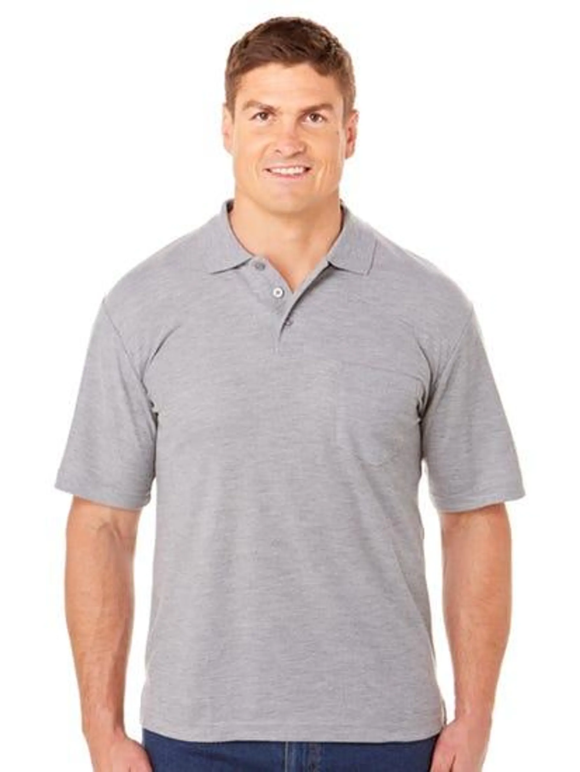 Lowes Plain Polo Top With Pocket Grey