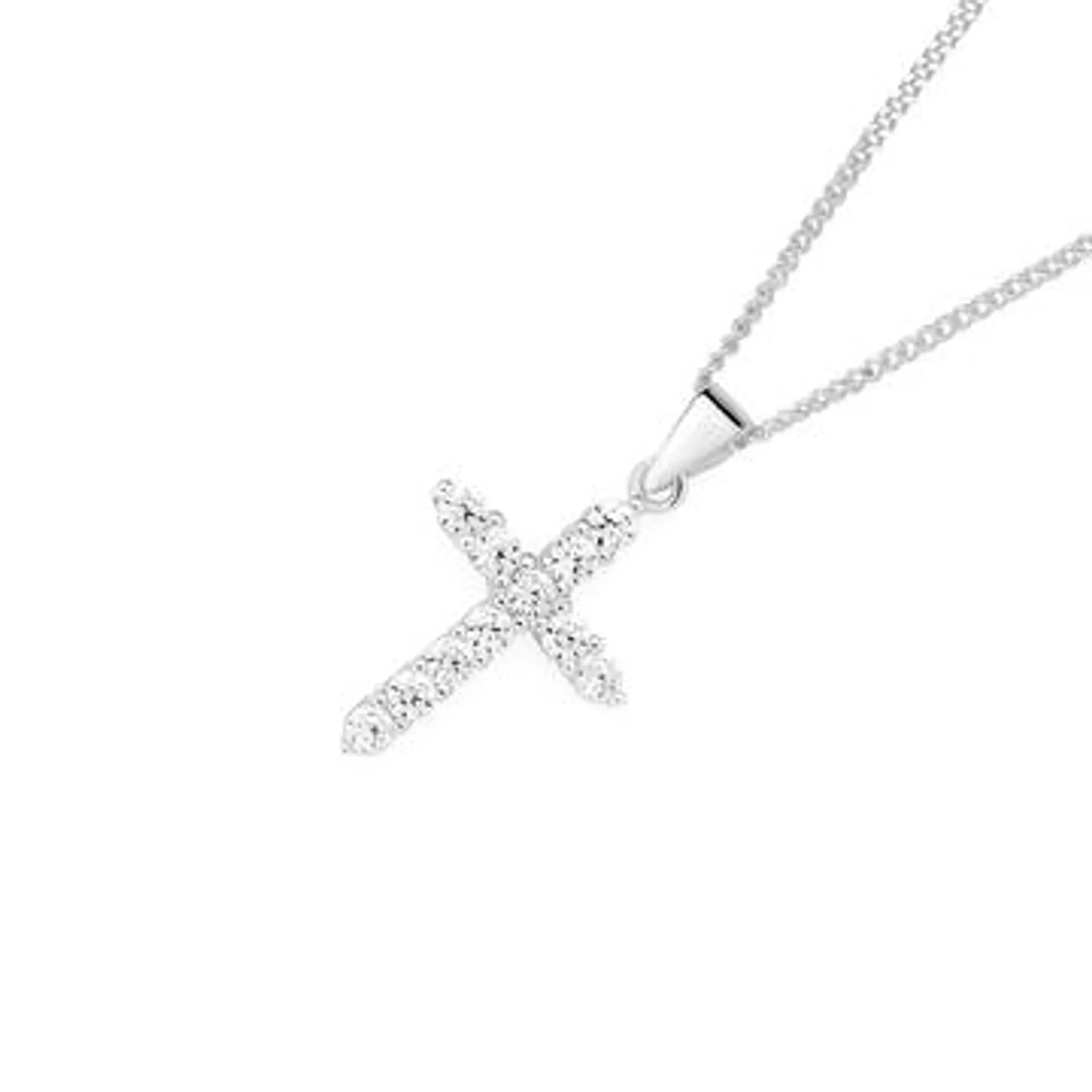 Silver Cubic Zirconia Cross