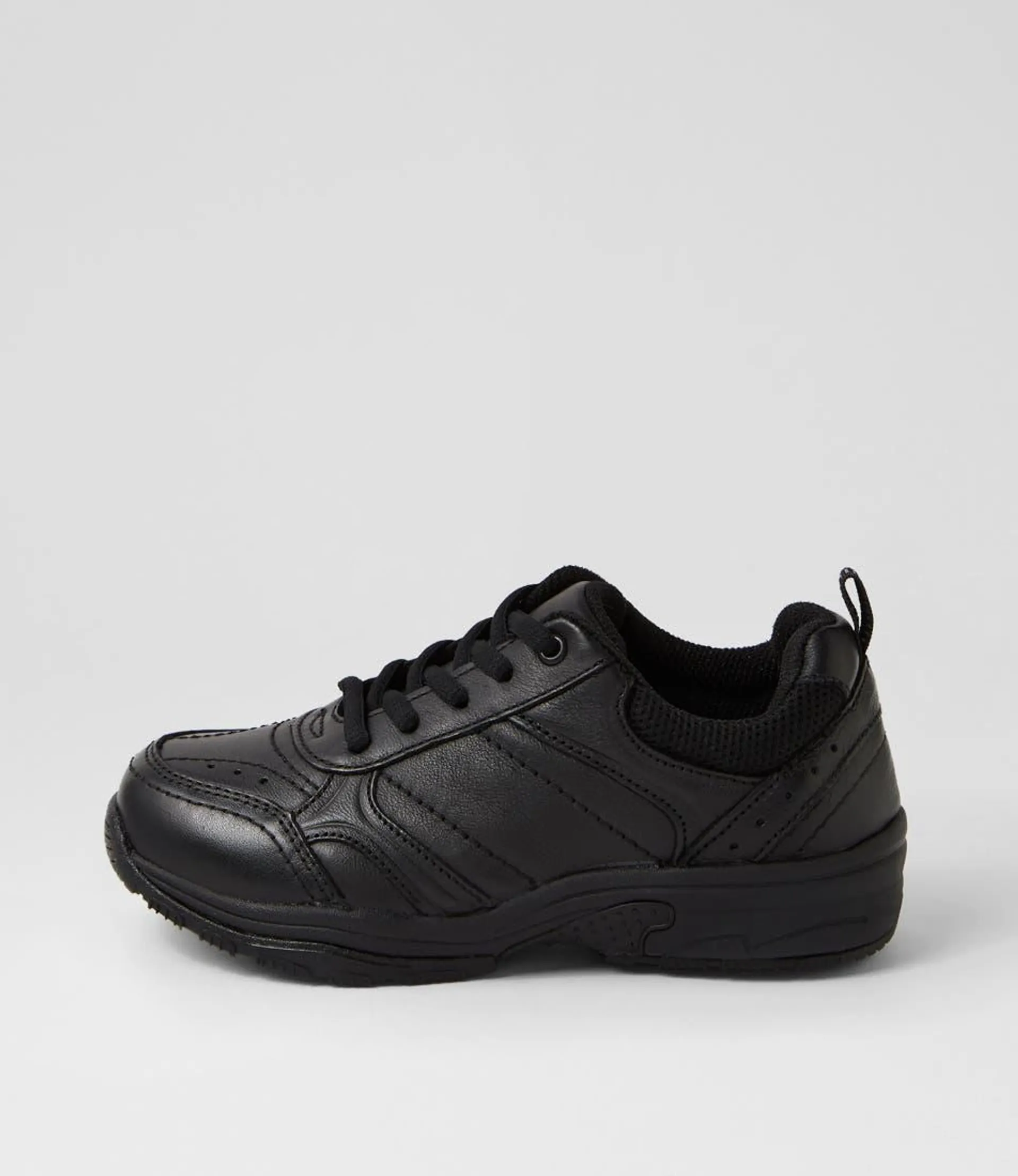 hype jnr lace d black leather sneakers