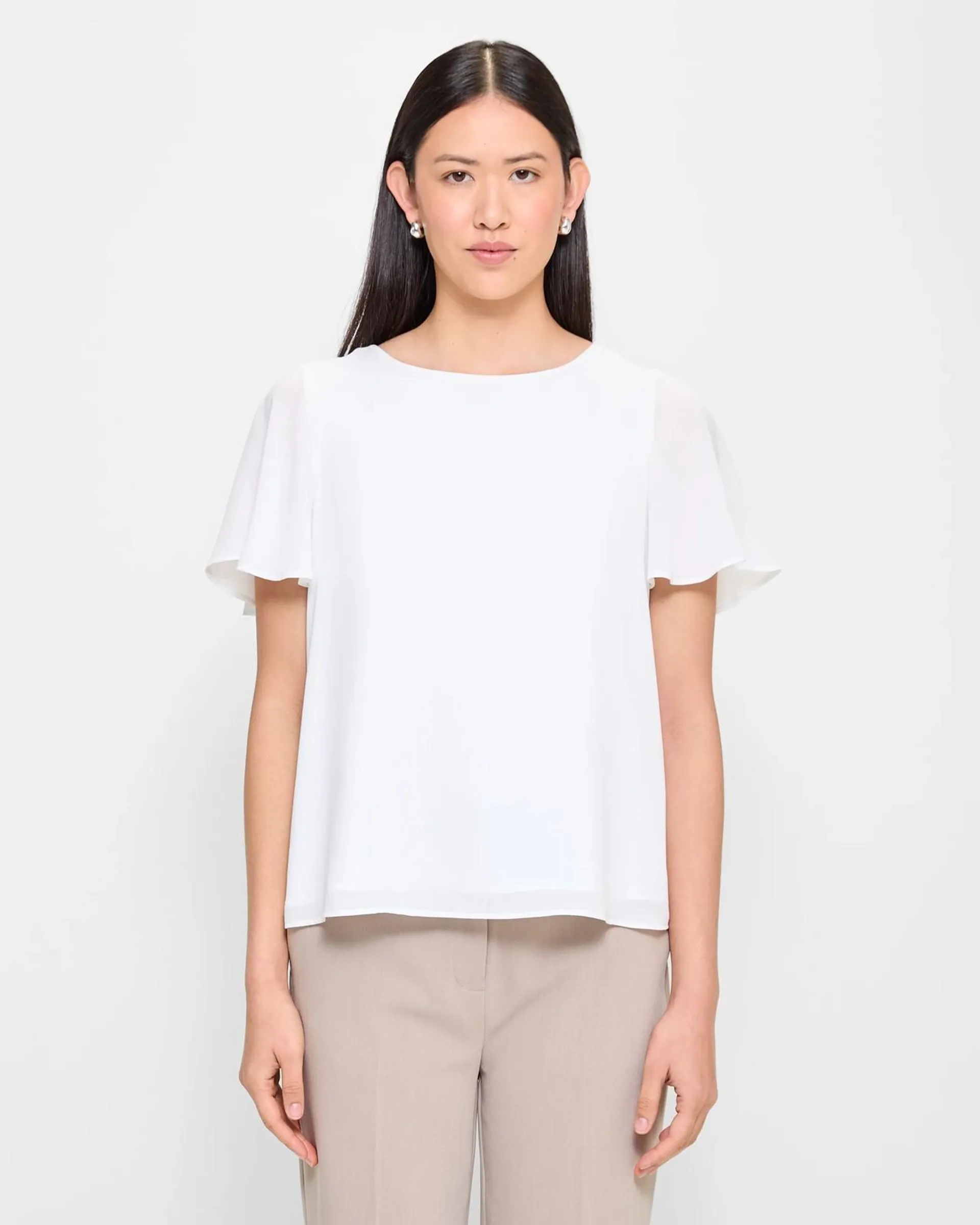 Crew Neck Blouse - Preview - White