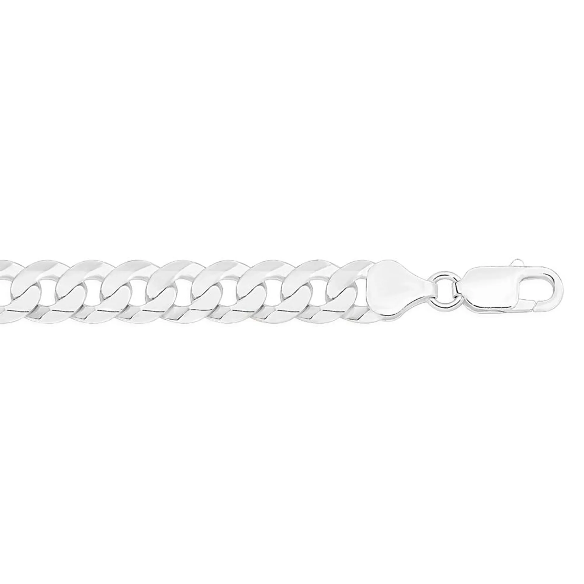 Silver 21cm Solid Concave Curb Bracelet