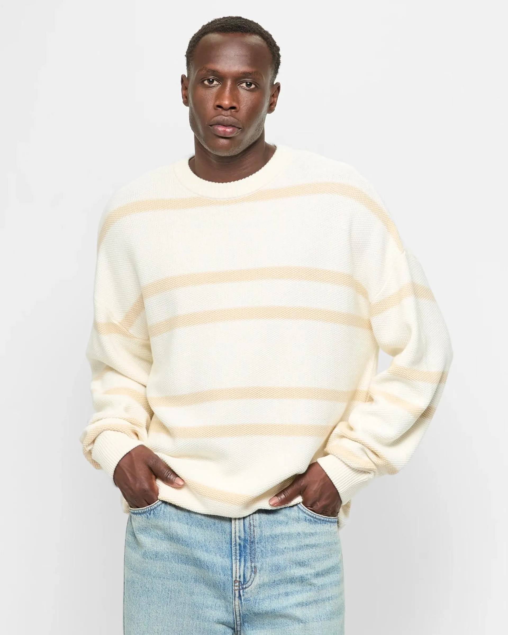 Australian Cotton Stripe Knit Jumper - Commons - White