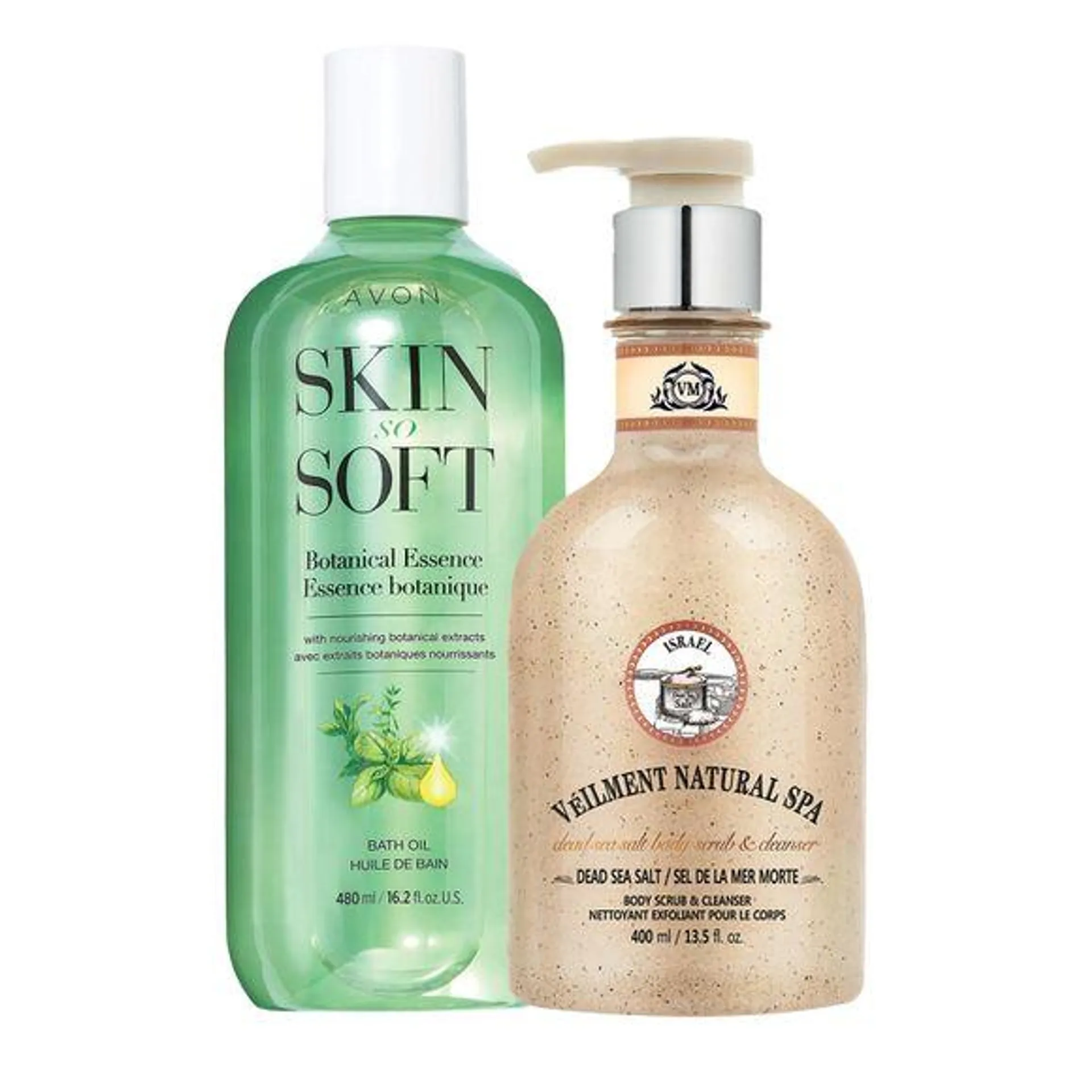 Sea Salt Body Scrub & Botanical Essence Bath Oil Set