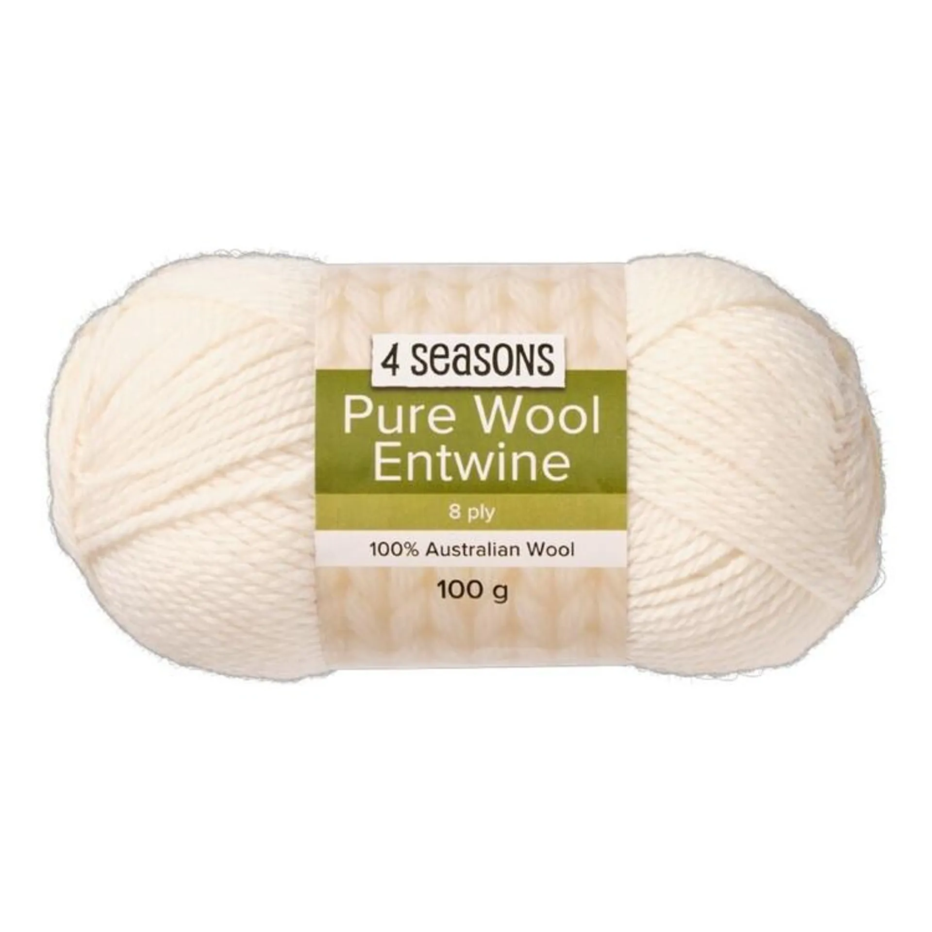 4 Seasons 8 Ply Pure Wool Entwine 100g Yarn Cream