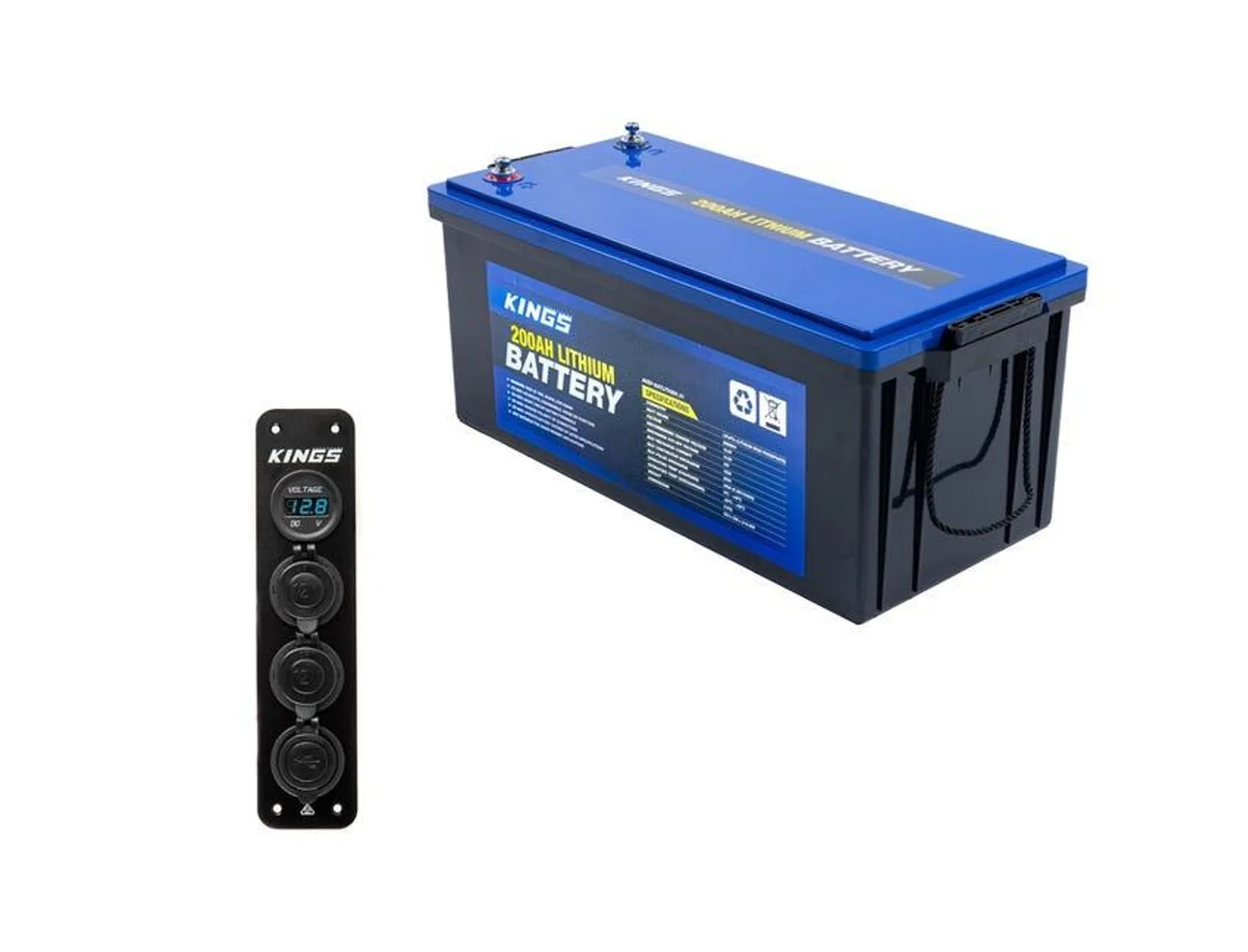 Kings 12V 200Ah Lithium Battery + 12V Accessory Panel