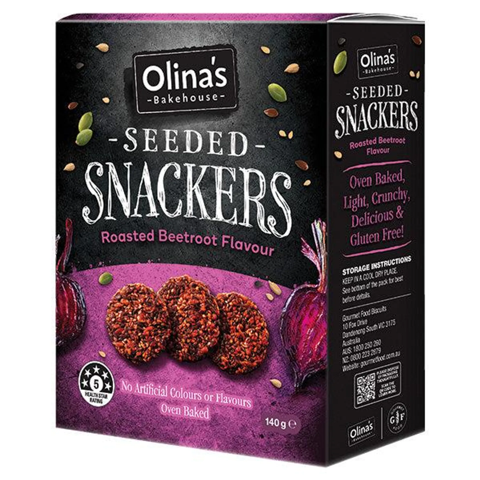 Olina's Seeded Snackers Roasted Beetroot 140g