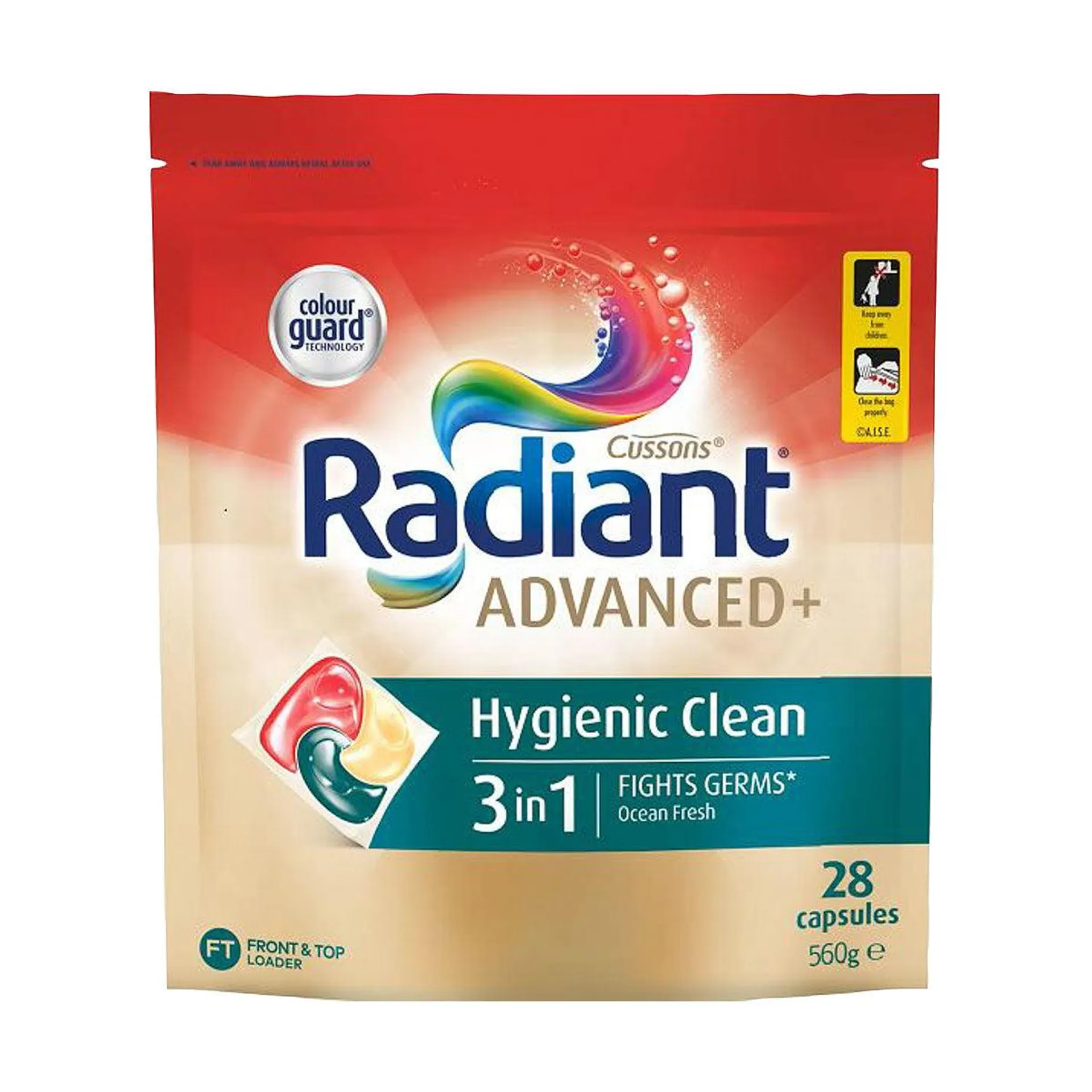 Radiant Advanced+ Hygienic Clean 3-in-1 Laundry Capsules 28pk