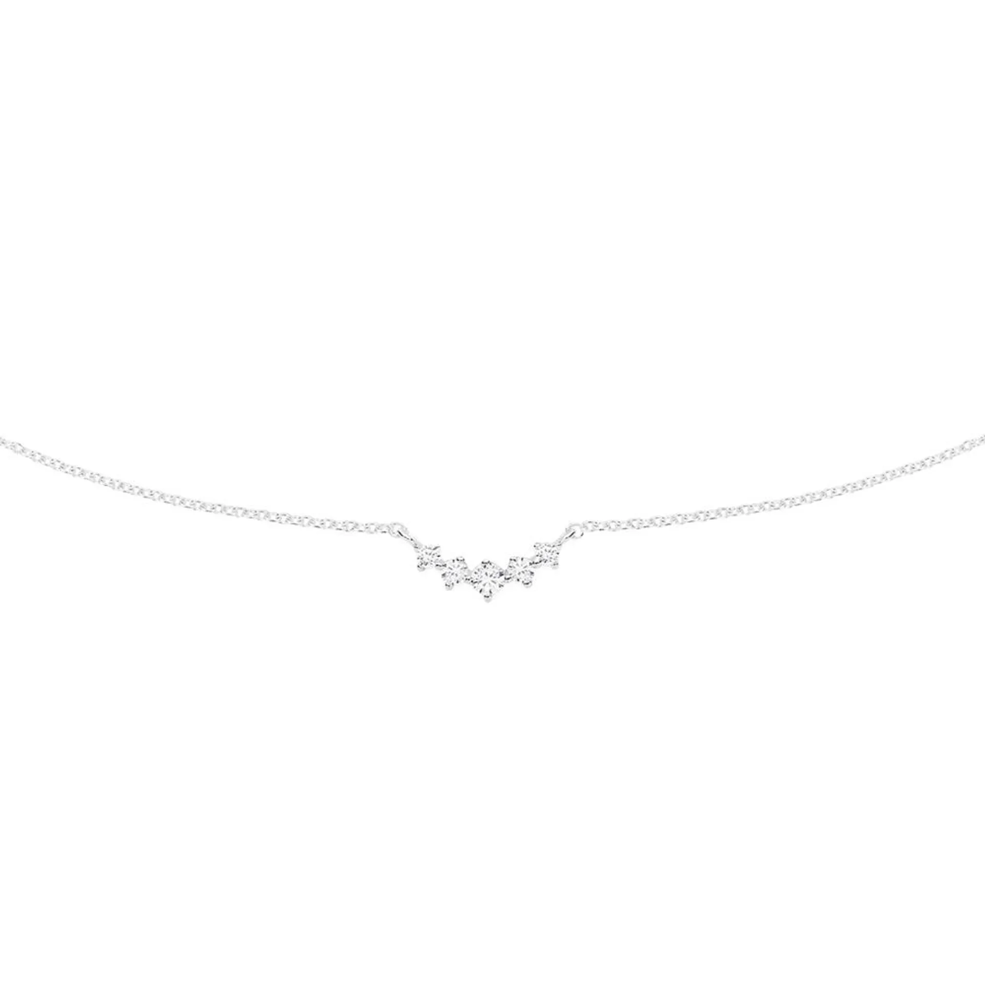 Silver 45cm Five CZ Elegant Necklet