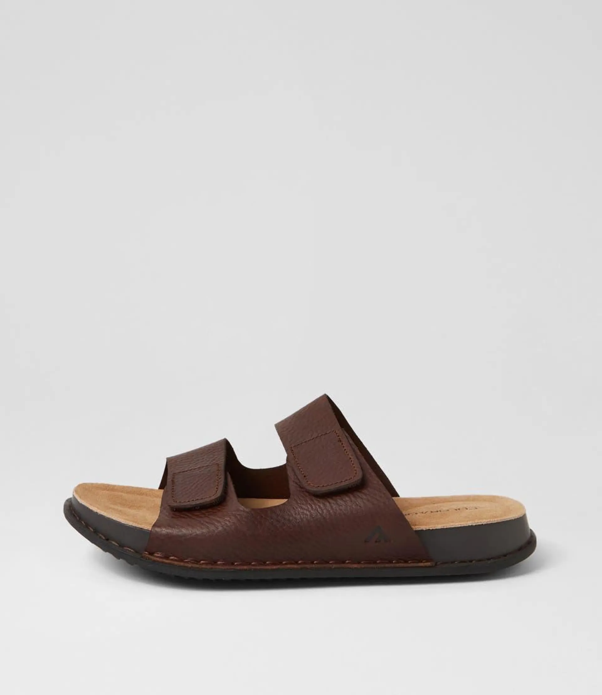 jerald dark brown tumbled leather slides