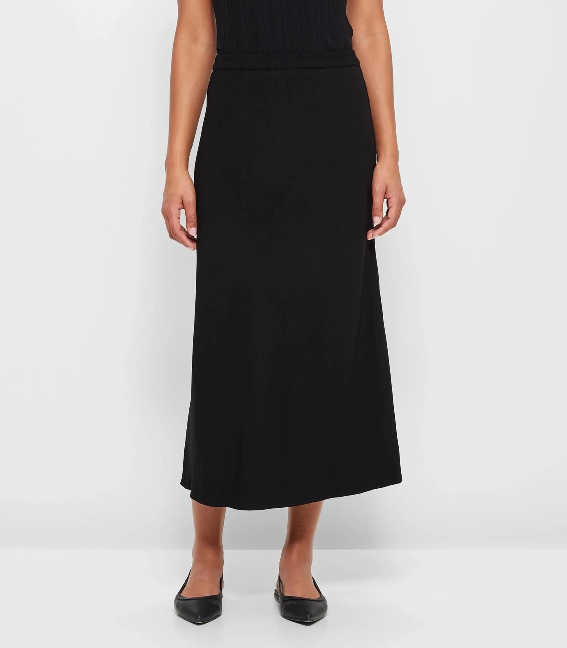 Elasticated Midi Skirt - Preview - Black