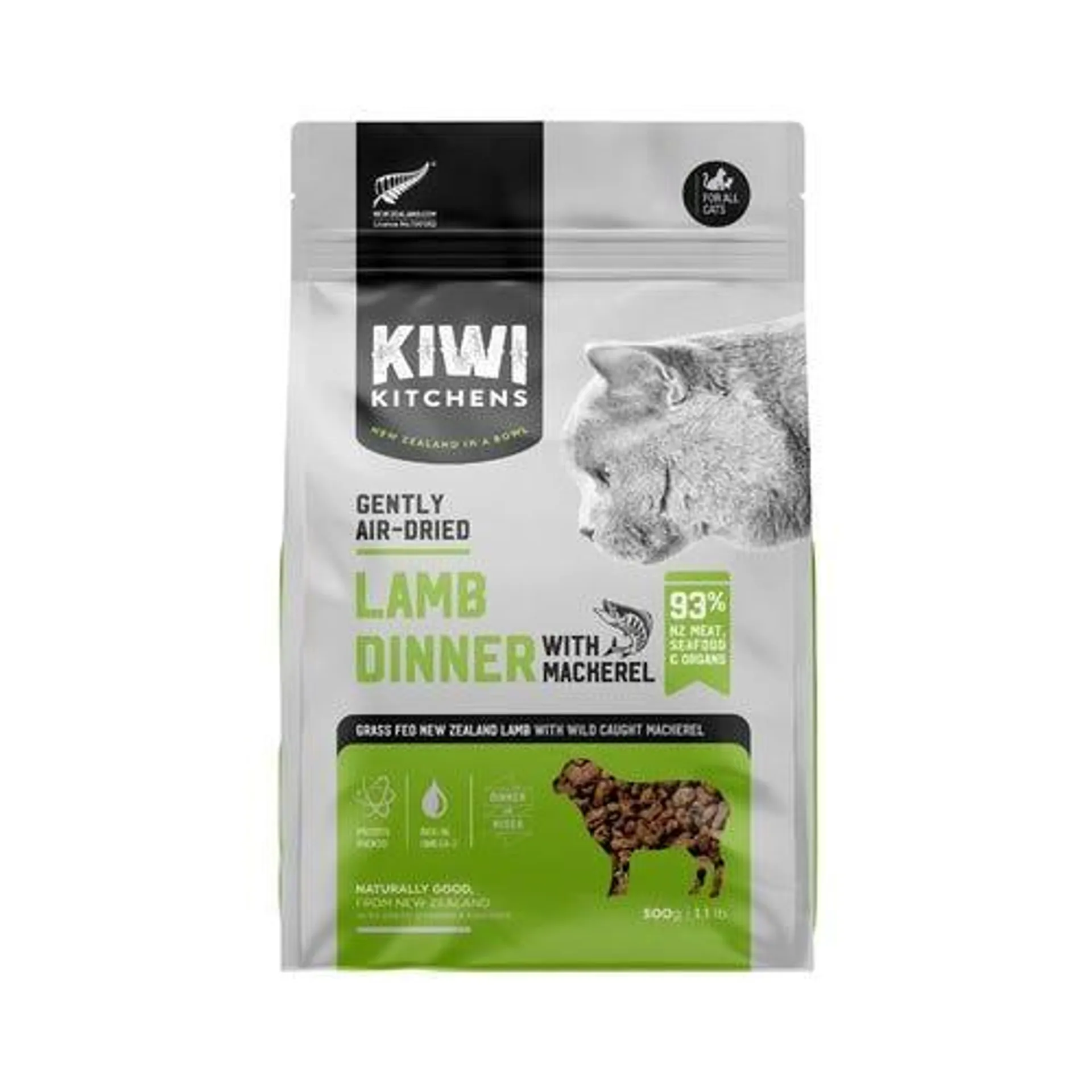 KIWI KITCHENS Cat Air Dried Lamb & Mackerel 500g