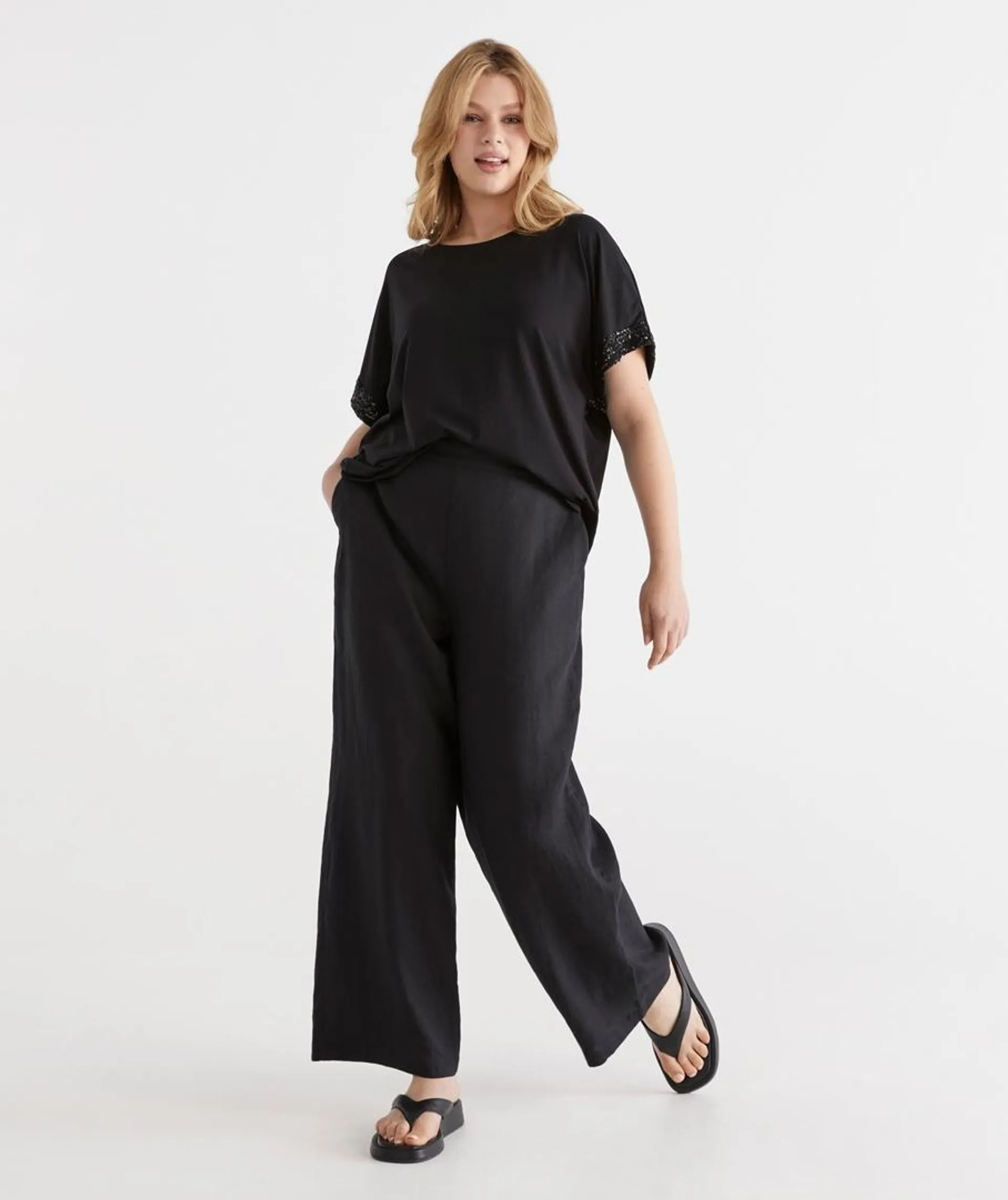 LINEN WIDE LEG PANT